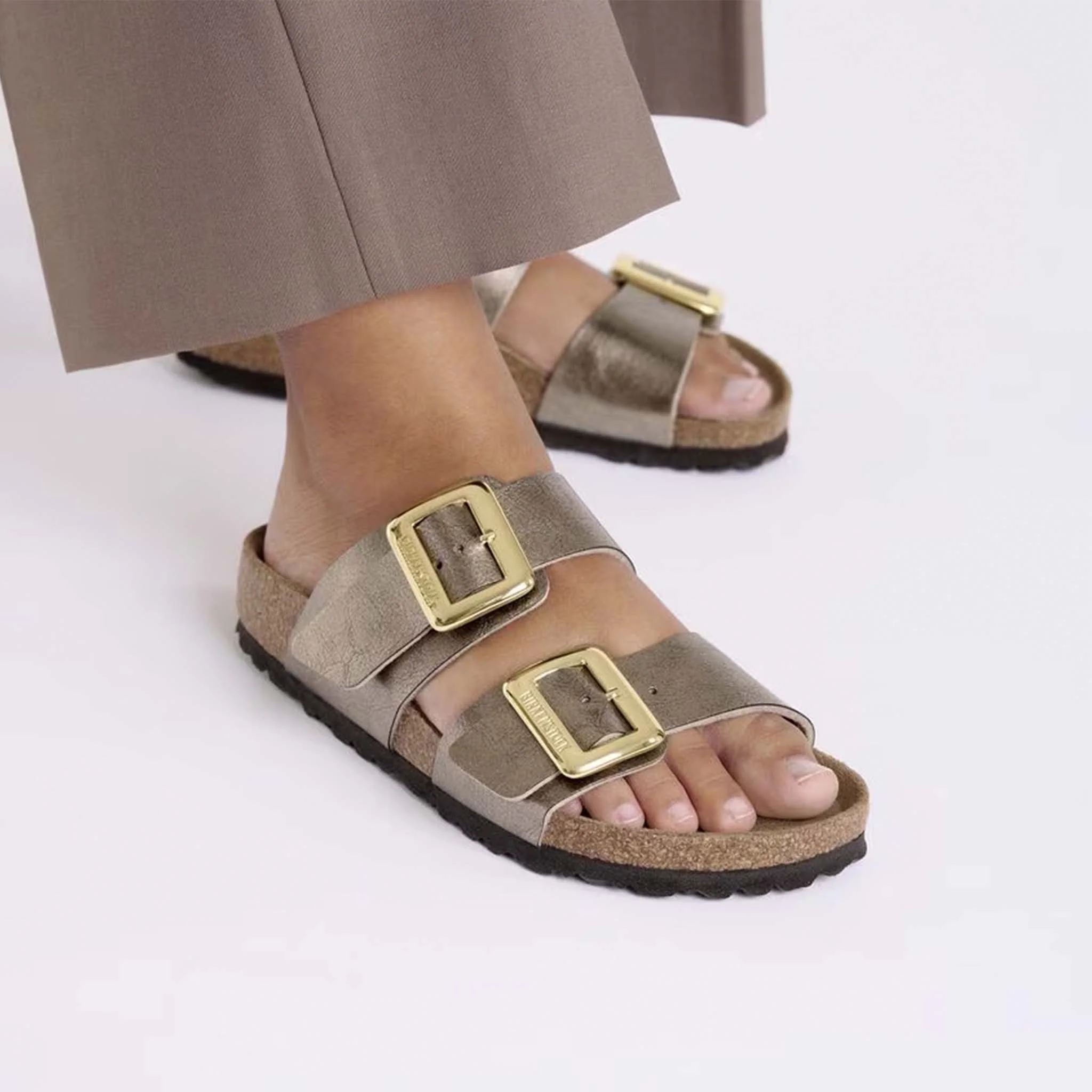 Sydney Luxe Buckle Sandals in Taupe - Image 6
