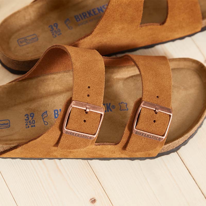 Women's Arizona Soft Footbed Suede Leather Sandals in Mink - Image 4