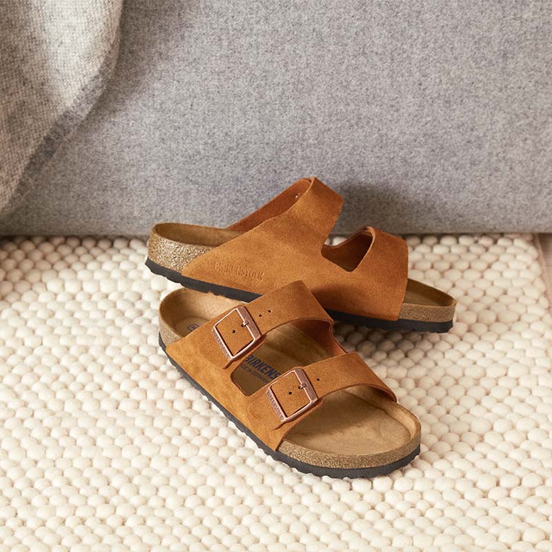 Women's Arizona Soft Footbed Suede Leather Sandals in Mink - Image 5