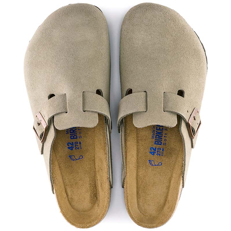 Women's Boston Suede Leather Soft Footbed Slip On Shoes in Taupe - Image 2
