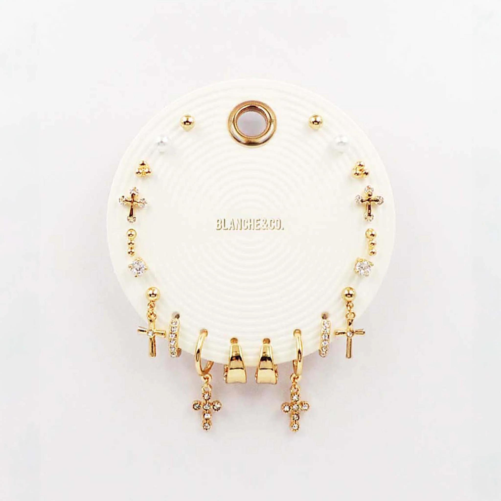 Cross and Diamonds 9 Pair Earring Set
