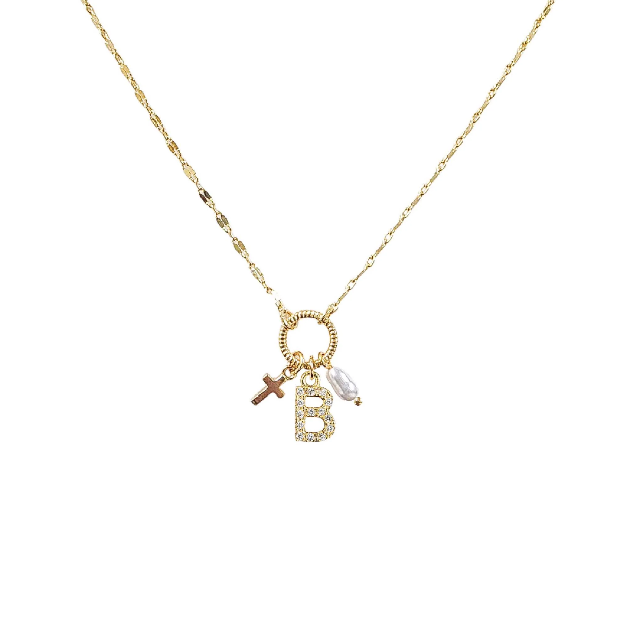 Gold Initial Charm Necklace - Image 2