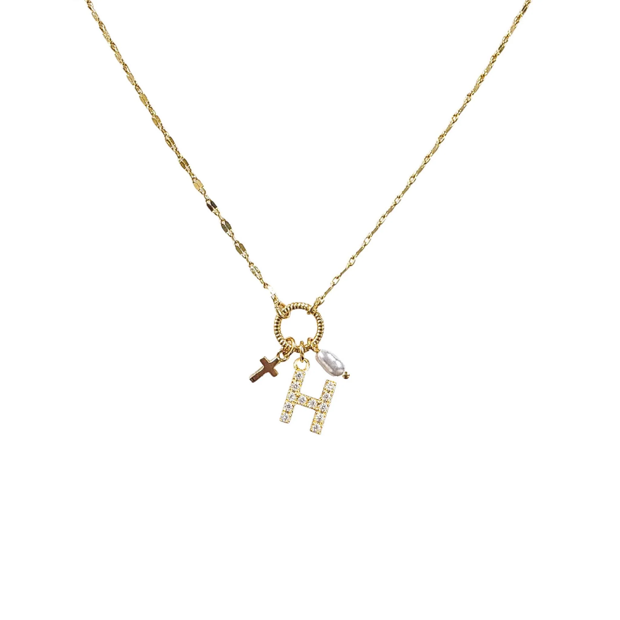 Gold Initial Charm Necklace - Image 5