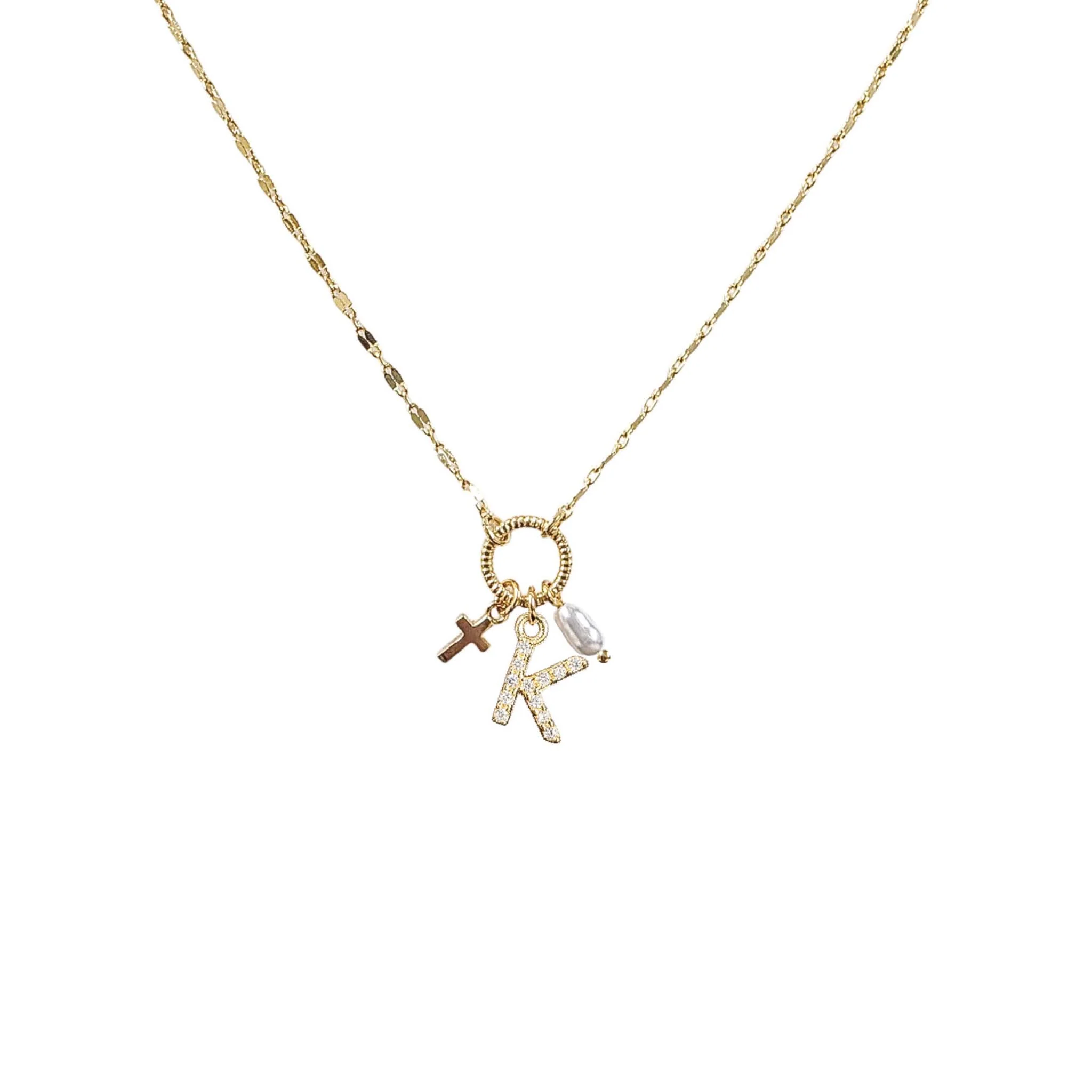 Gold Initial Charm Necklace - Image 7