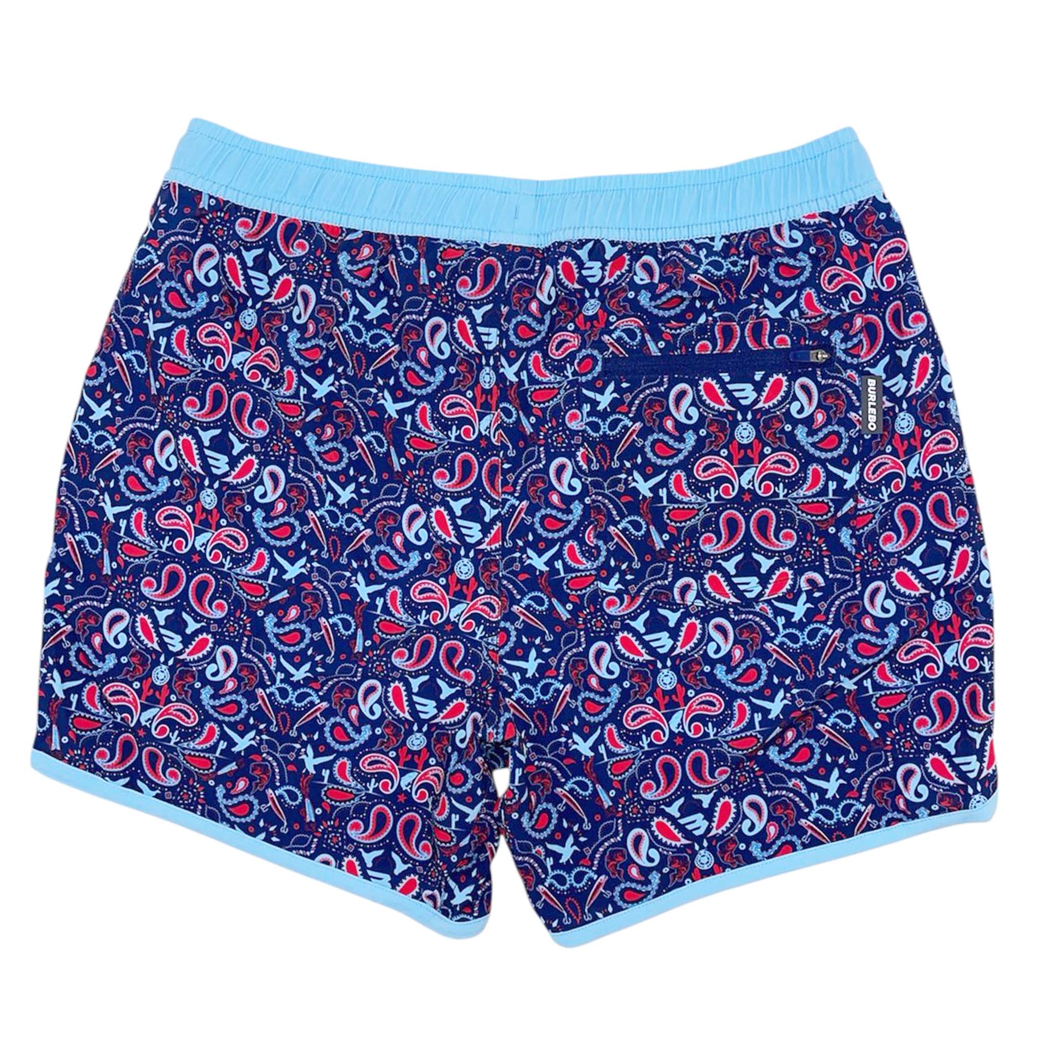 Men's Swim Trunks in Patriotic Paisley - Image 2