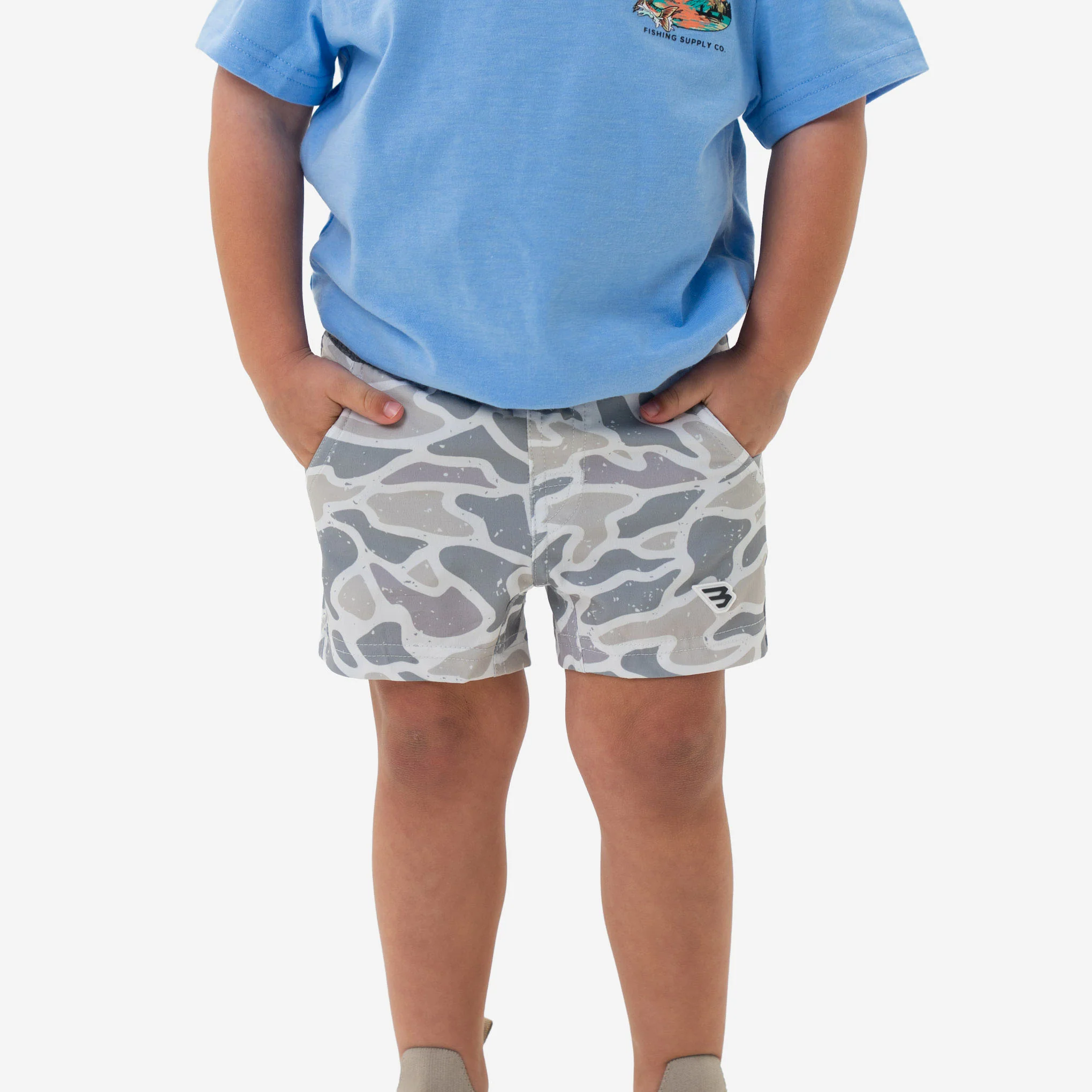Youth Athletic Shorts in White Camo