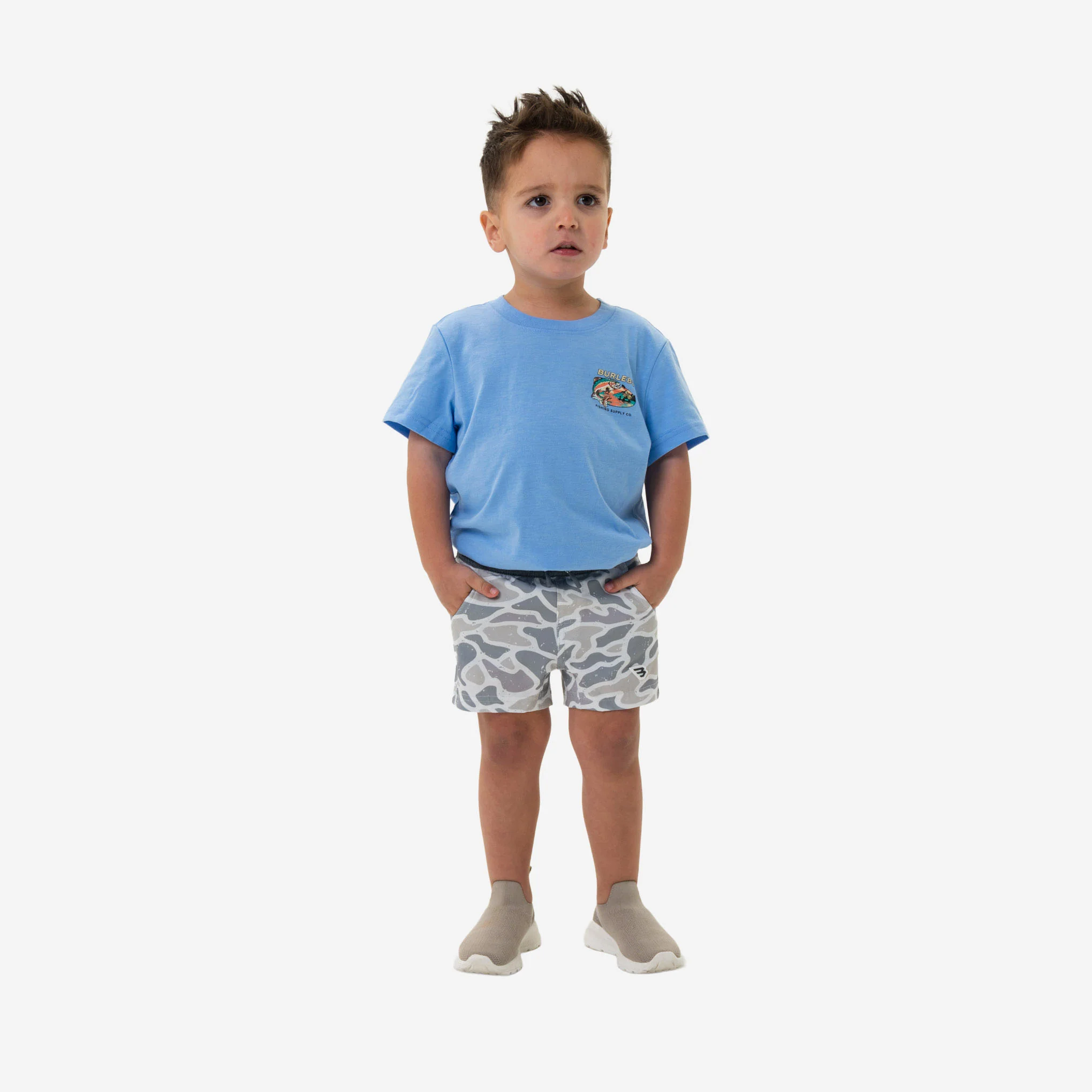 Youth Athletic Shorts in White Camo - Image 2