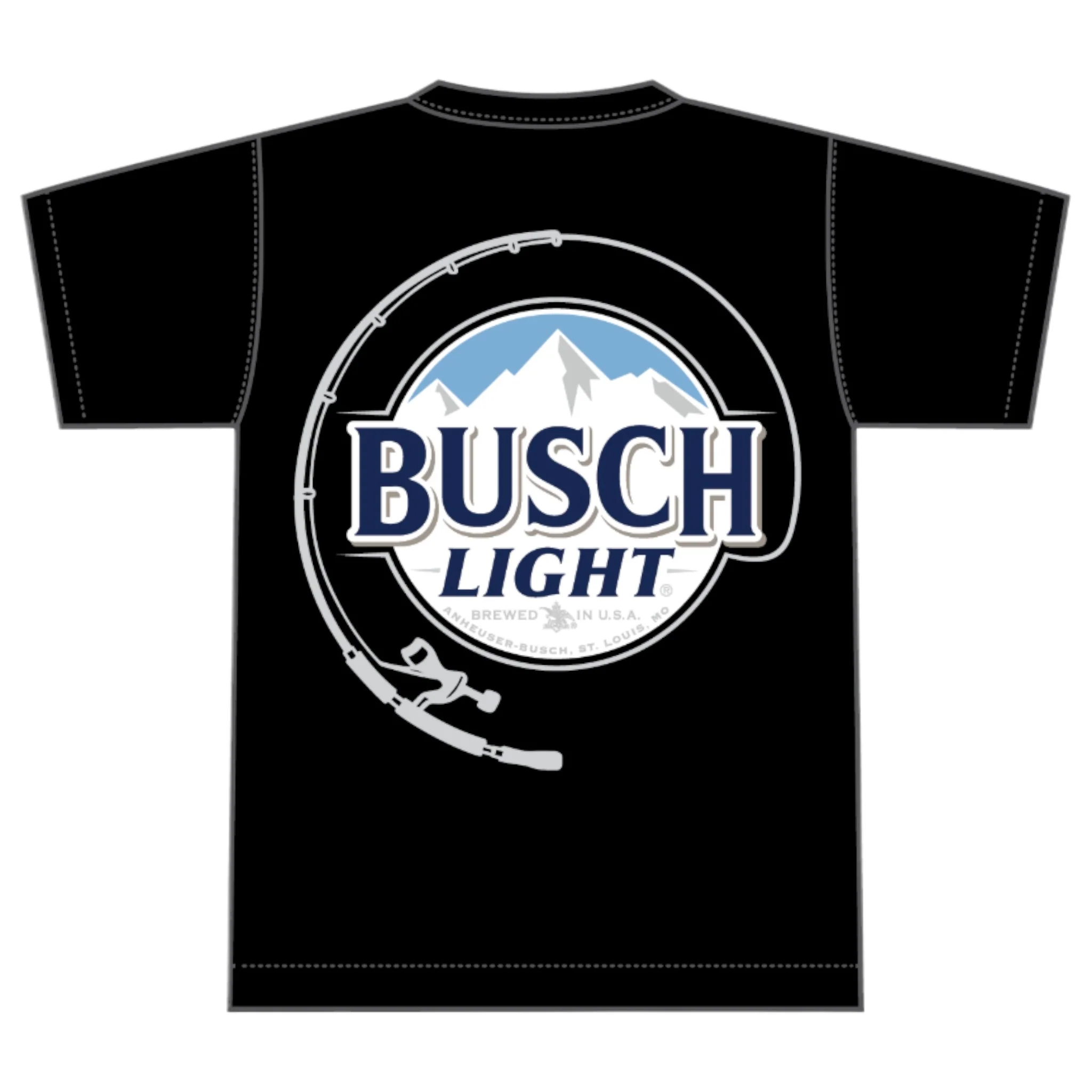 Busch Light Fishing Rod Short Sleeve T-Shirt in Black