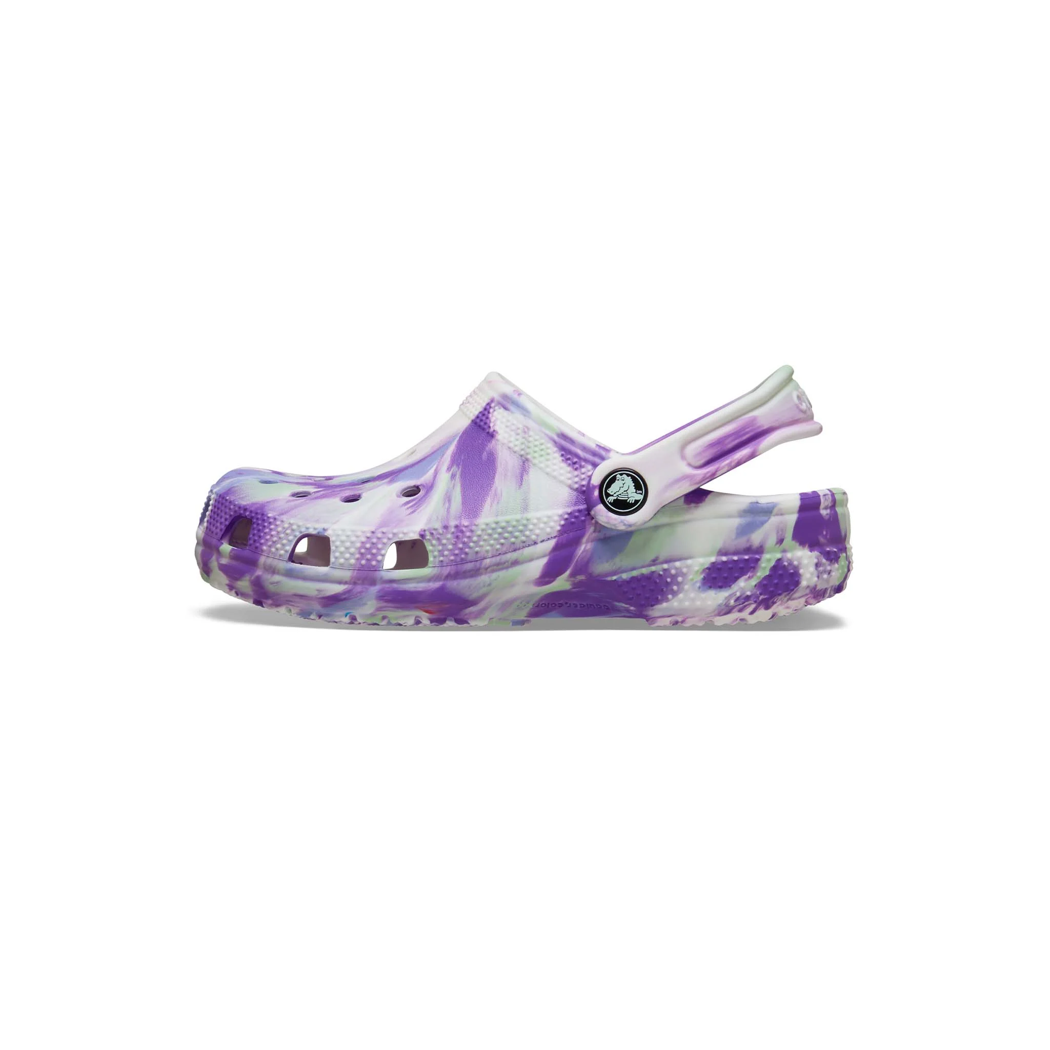 Kids Classic Glow Marbled Clog in Purple and White - Image 6
