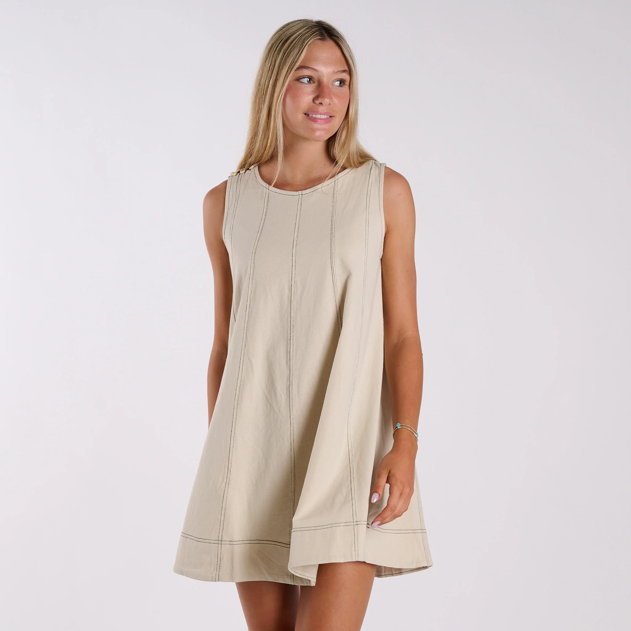 A Line Stitch Mini Dress - Image 5