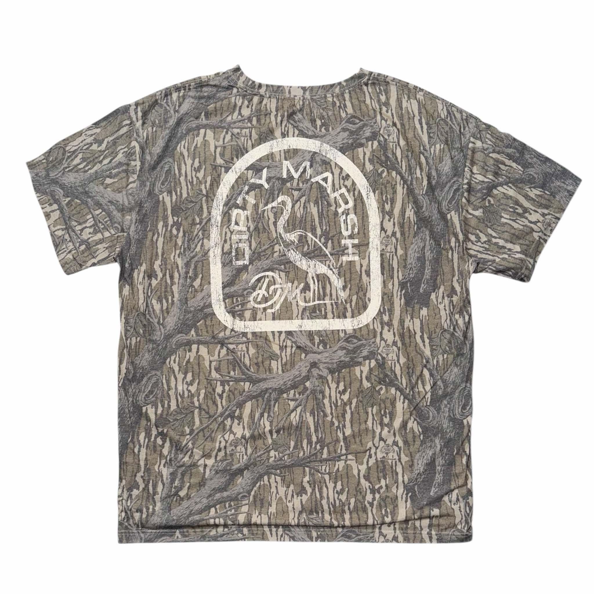 Khaki Backshore Logo Washed Out Short Sleeve T-Shirt in Treestand Camo