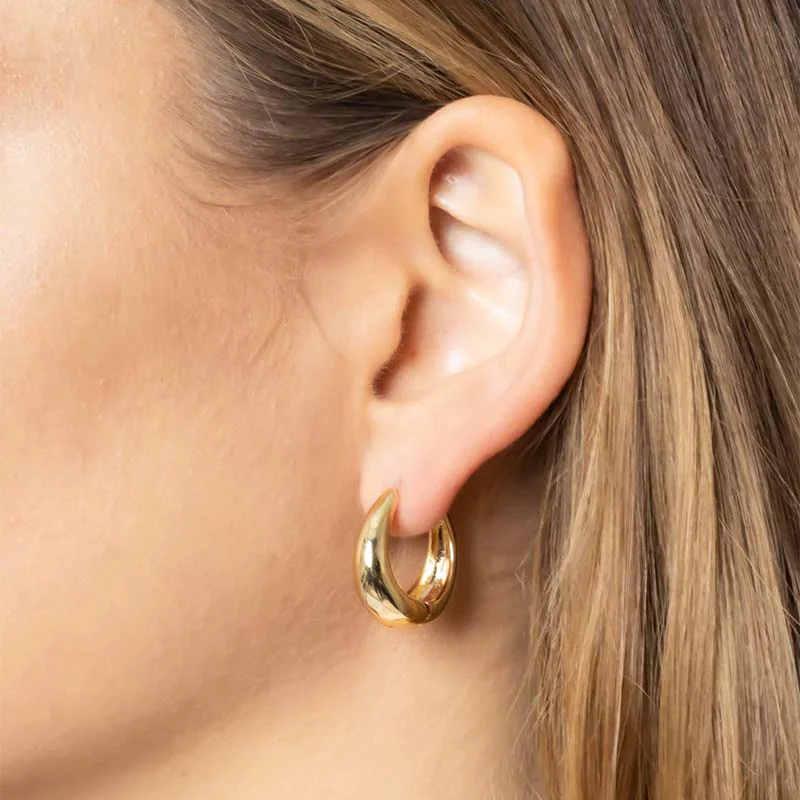 Gold Dipped Thick Huggie Earrings - Image 2