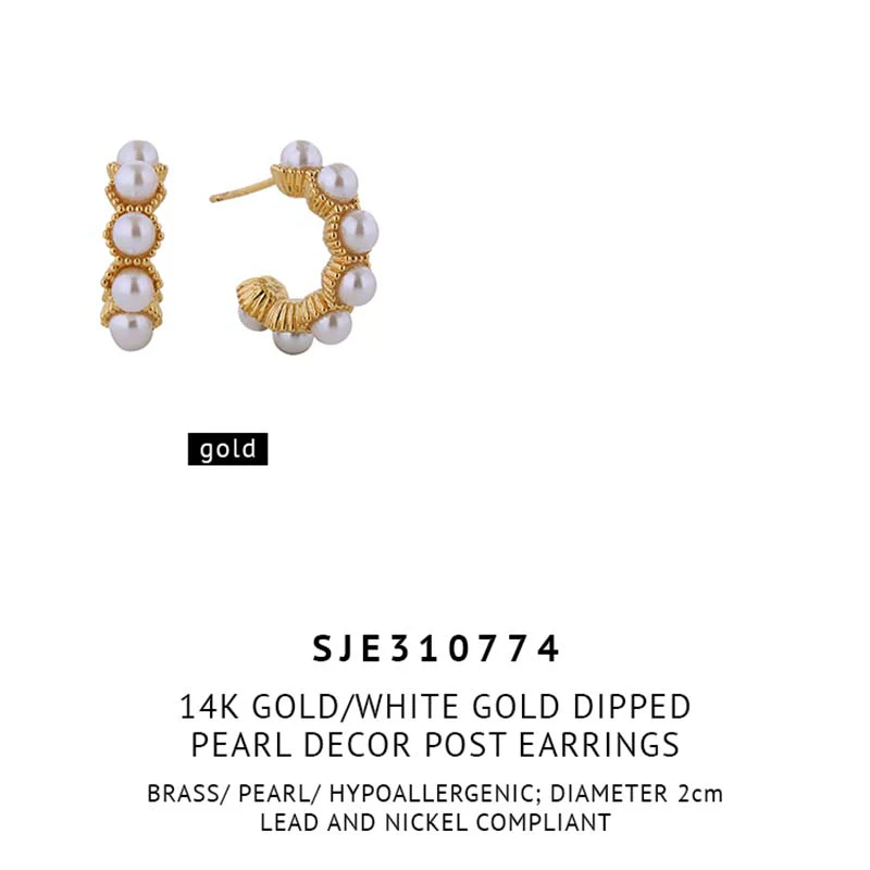 Pearl Hoop Post Earrings - Image 3
