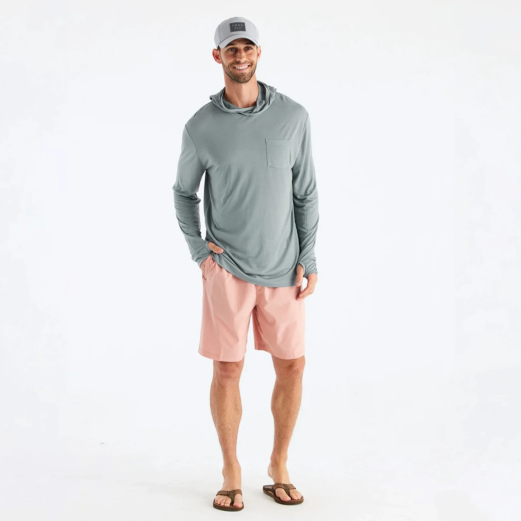 Long Sleeve Bamboo Lightweight Hoodie in Slate - Image 3