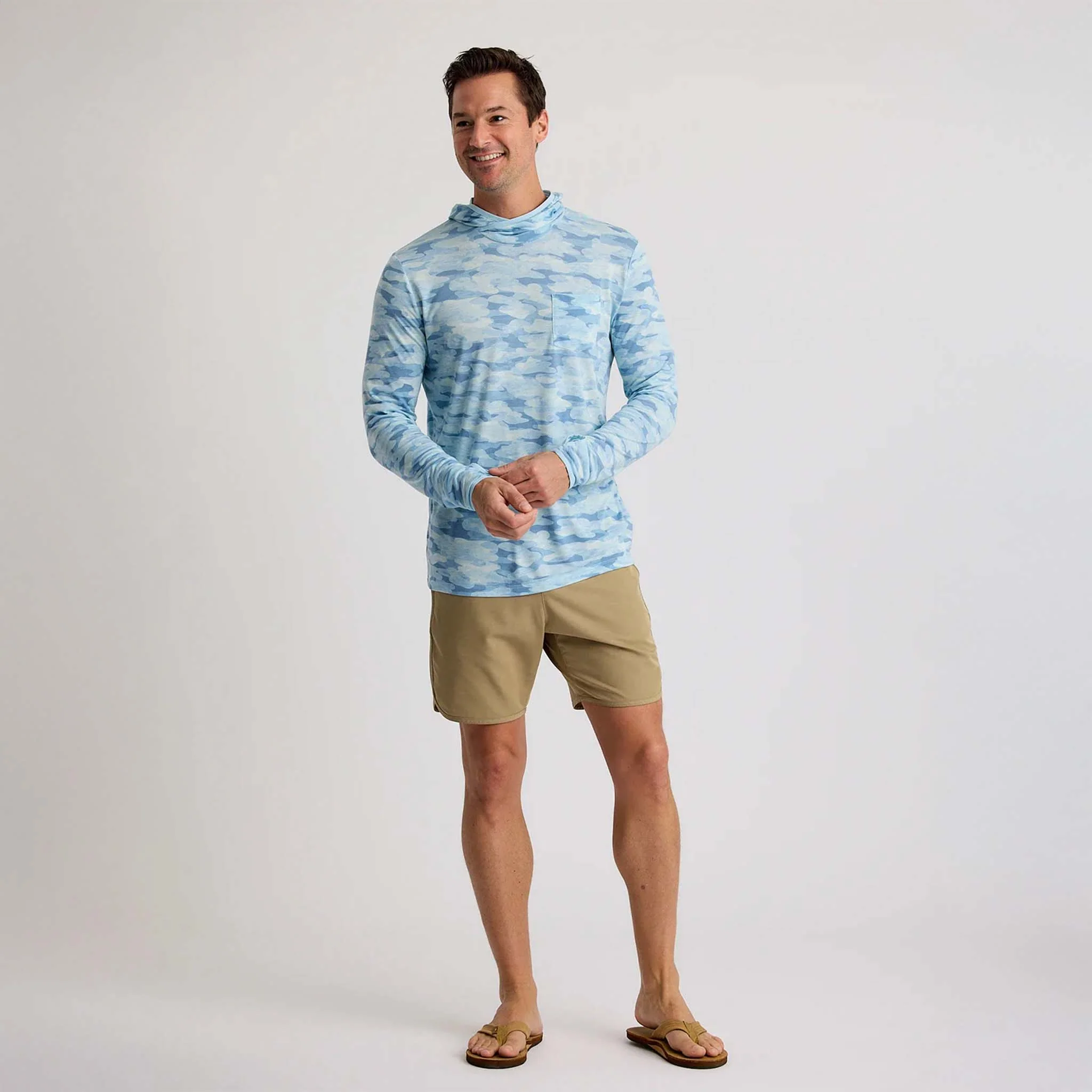 Long Sleeve Lightweight Hoodie in Seasmoke Blue Camo - Image 2