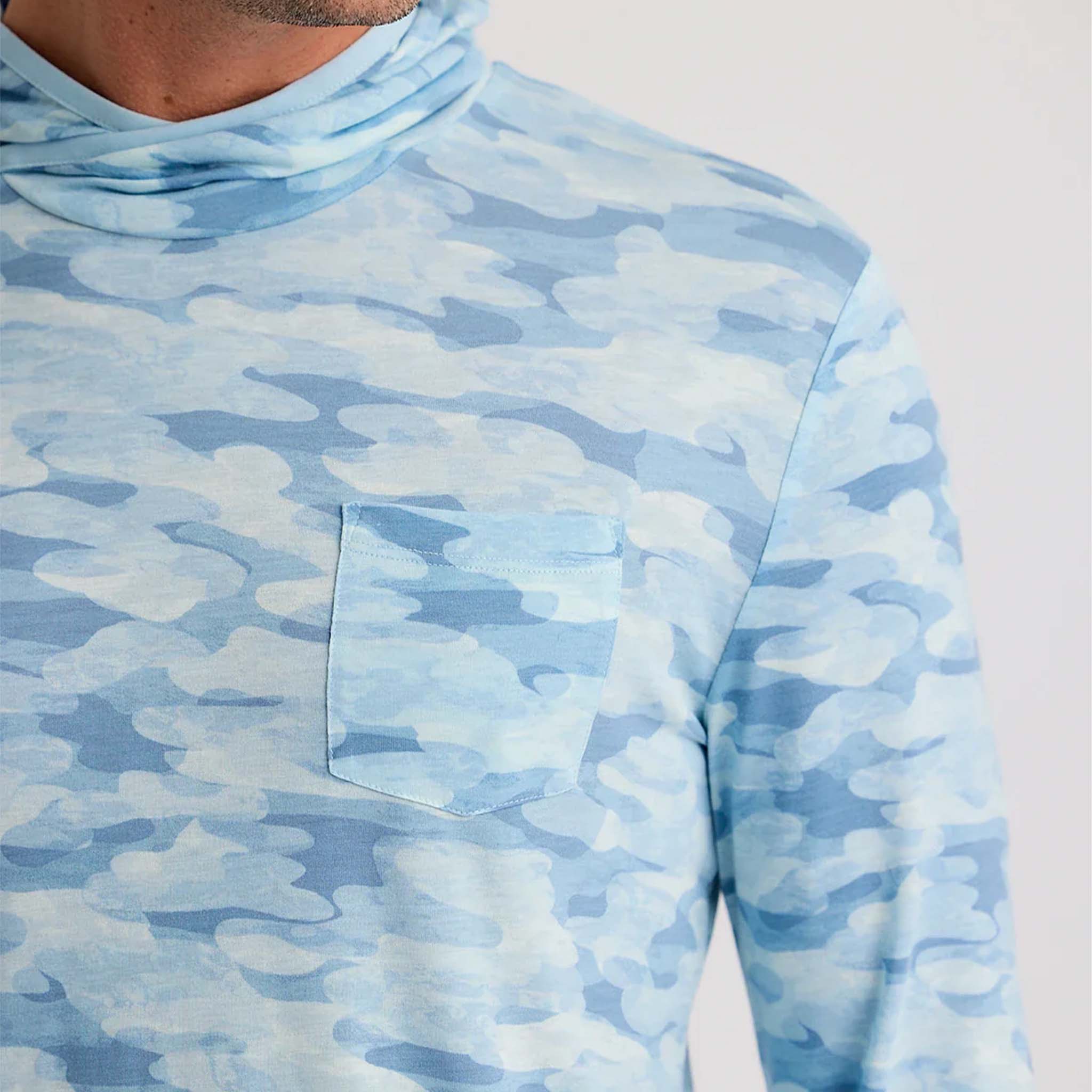 Long Sleeve Lightweight Hoodie in Seasmoke Blue Camo - Image 4