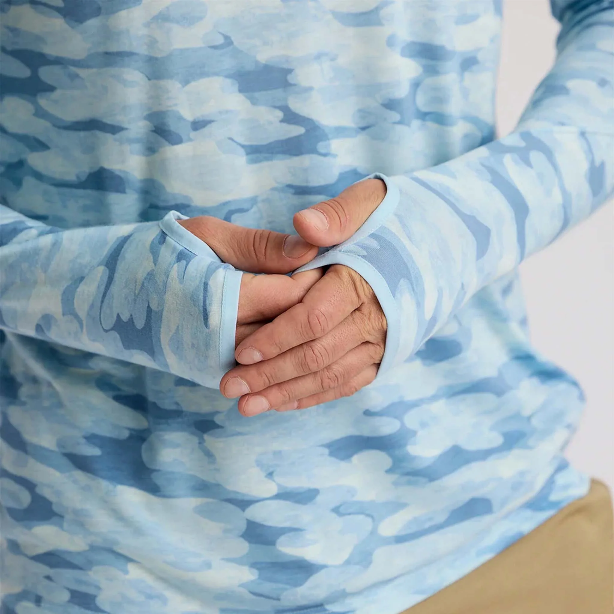 Long Sleeve Lightweight Hoodie in Seasmoke Blue Camo - Image 5