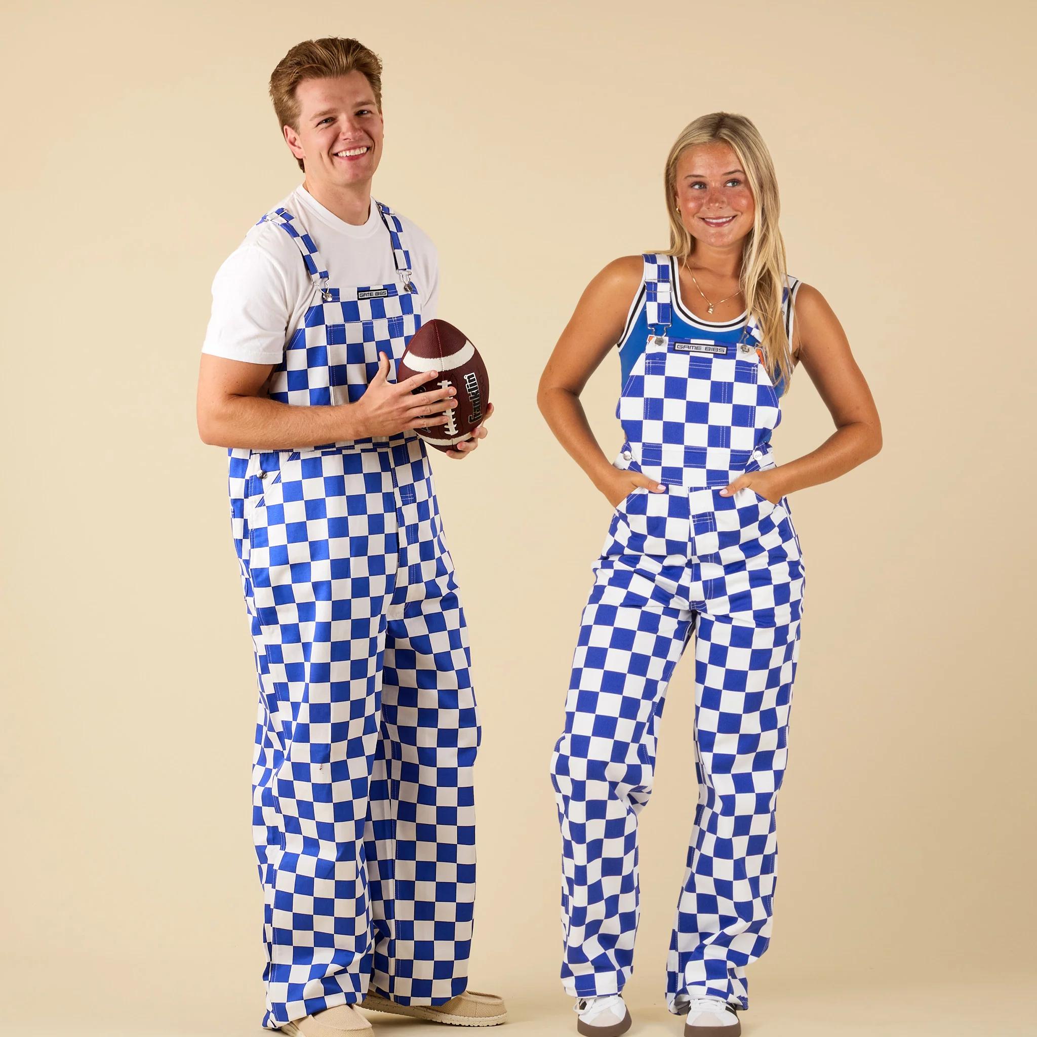 Royal Blue and White Overall Bibs