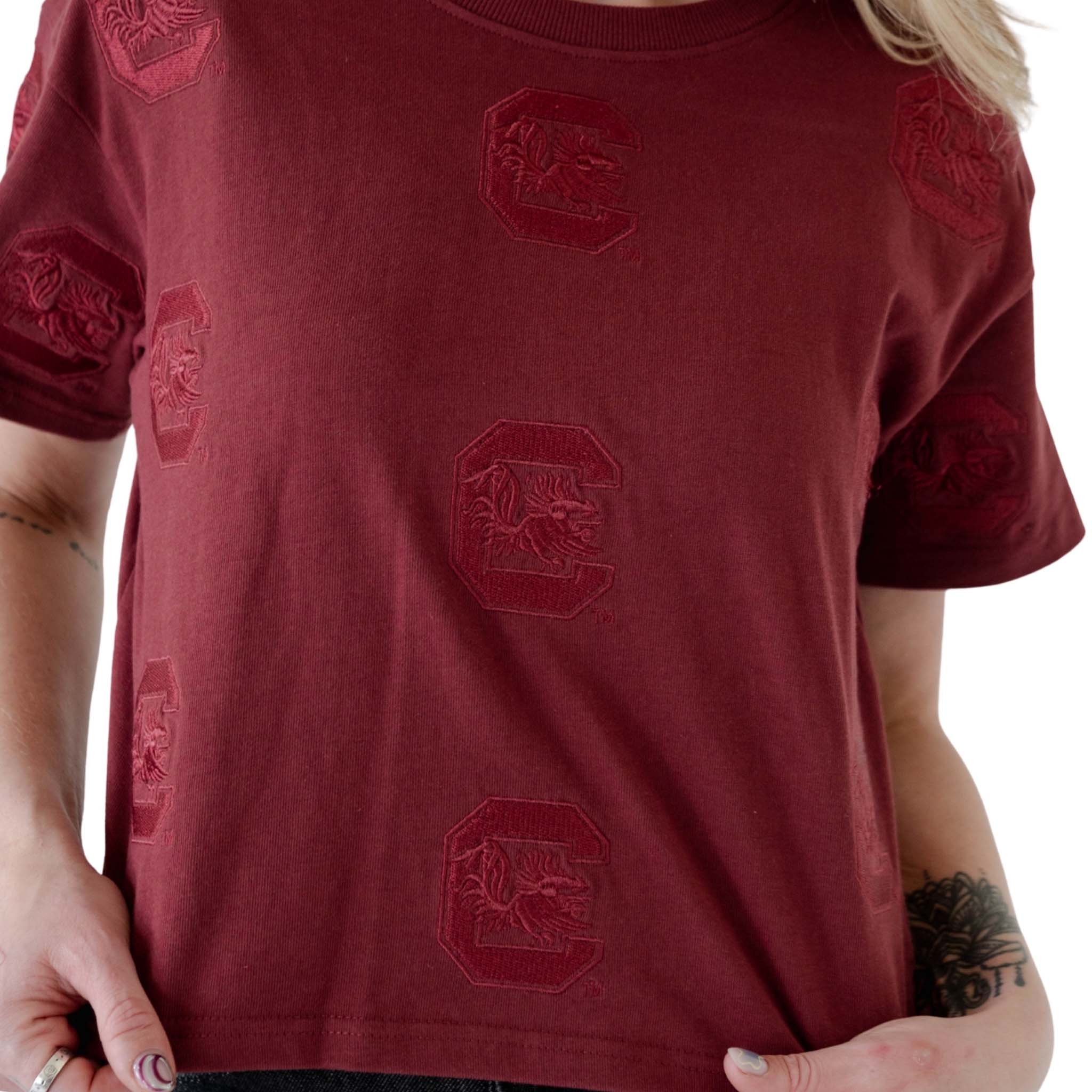 South Carolina Gamecocks Allover Logo Cropped T-Shirt - Image 4