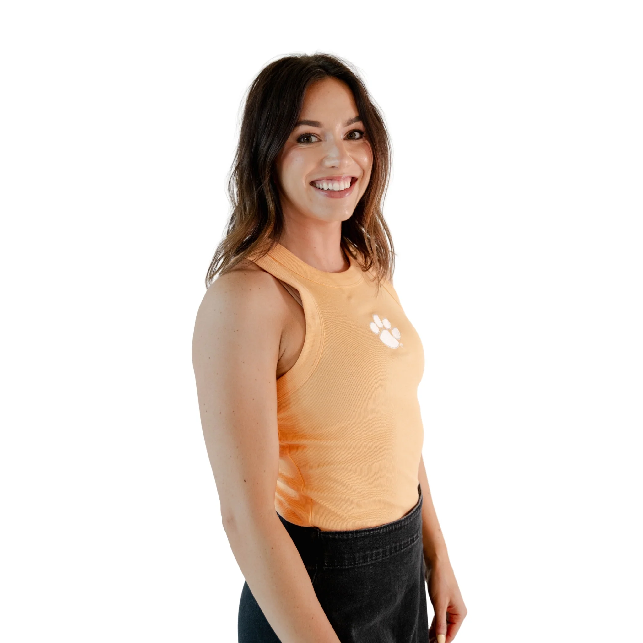 Women's Clemson Ribbed Tanktop in Sherbert - Image 3