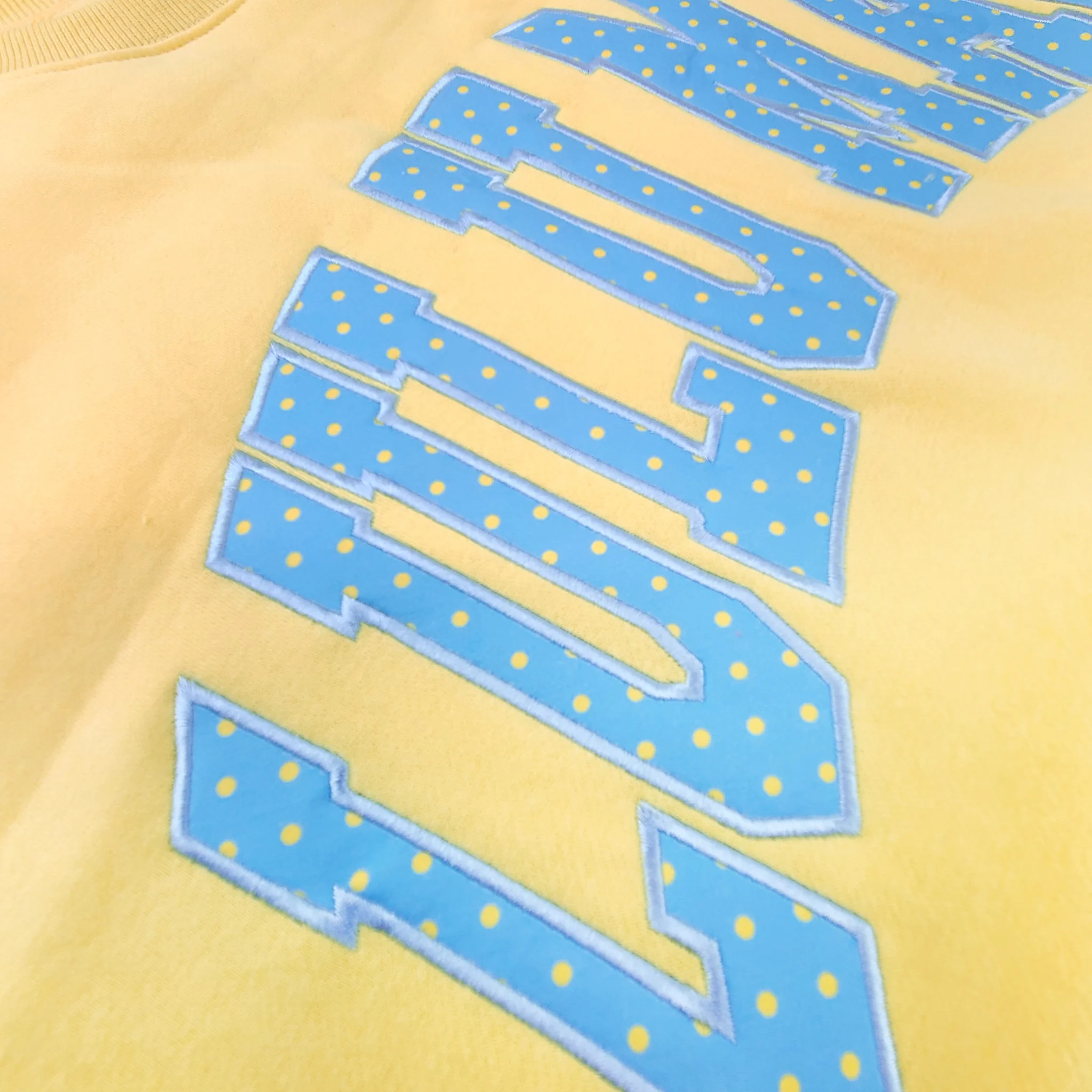 Lulu Mac Dot Applique Crewneck Sweatshirt in Butter and Blue - Image 2
