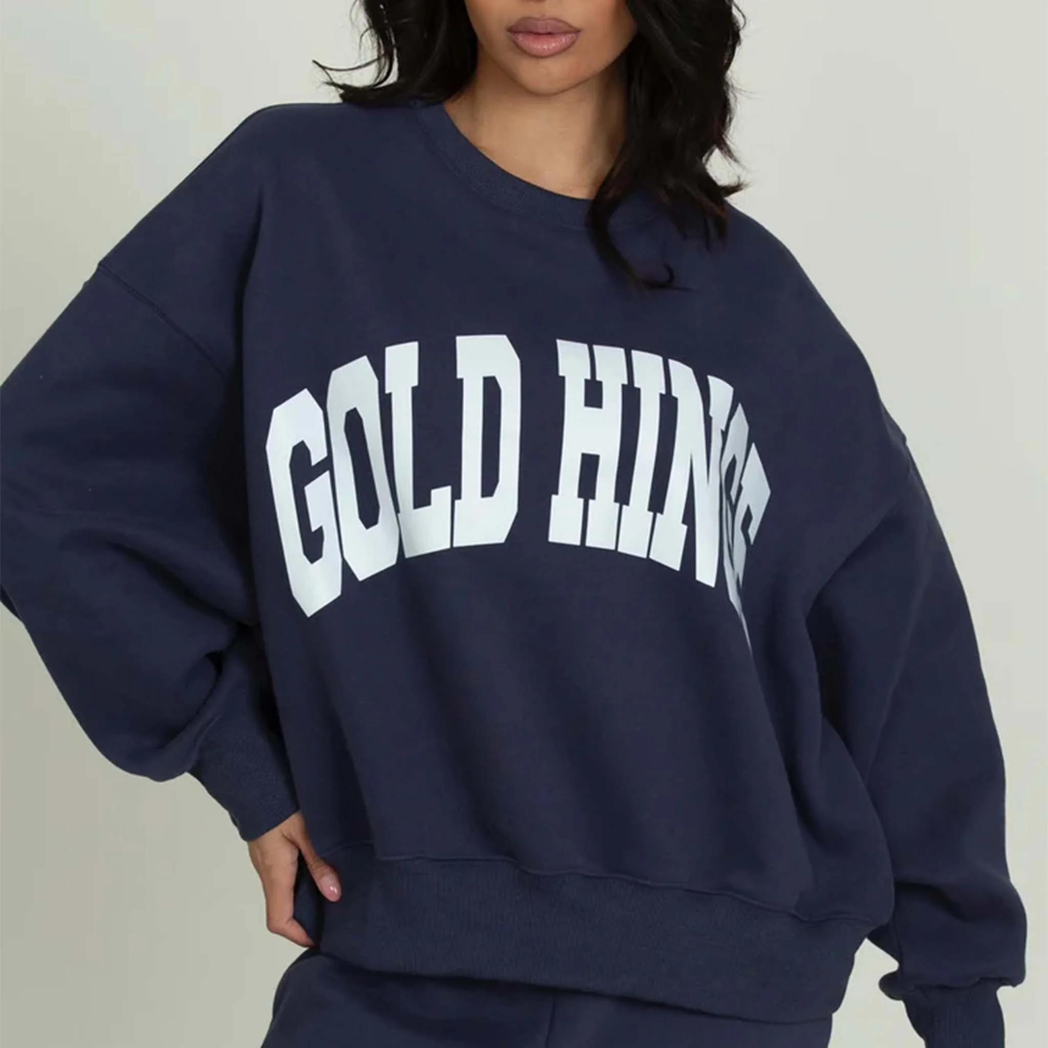 Gold Hinge Arch Crewneck in Dark Denim Blue - Image 2