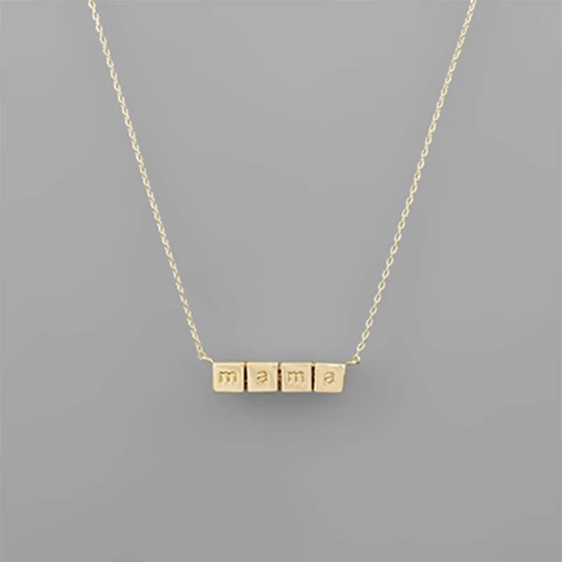 Gold Block Mama Necklace