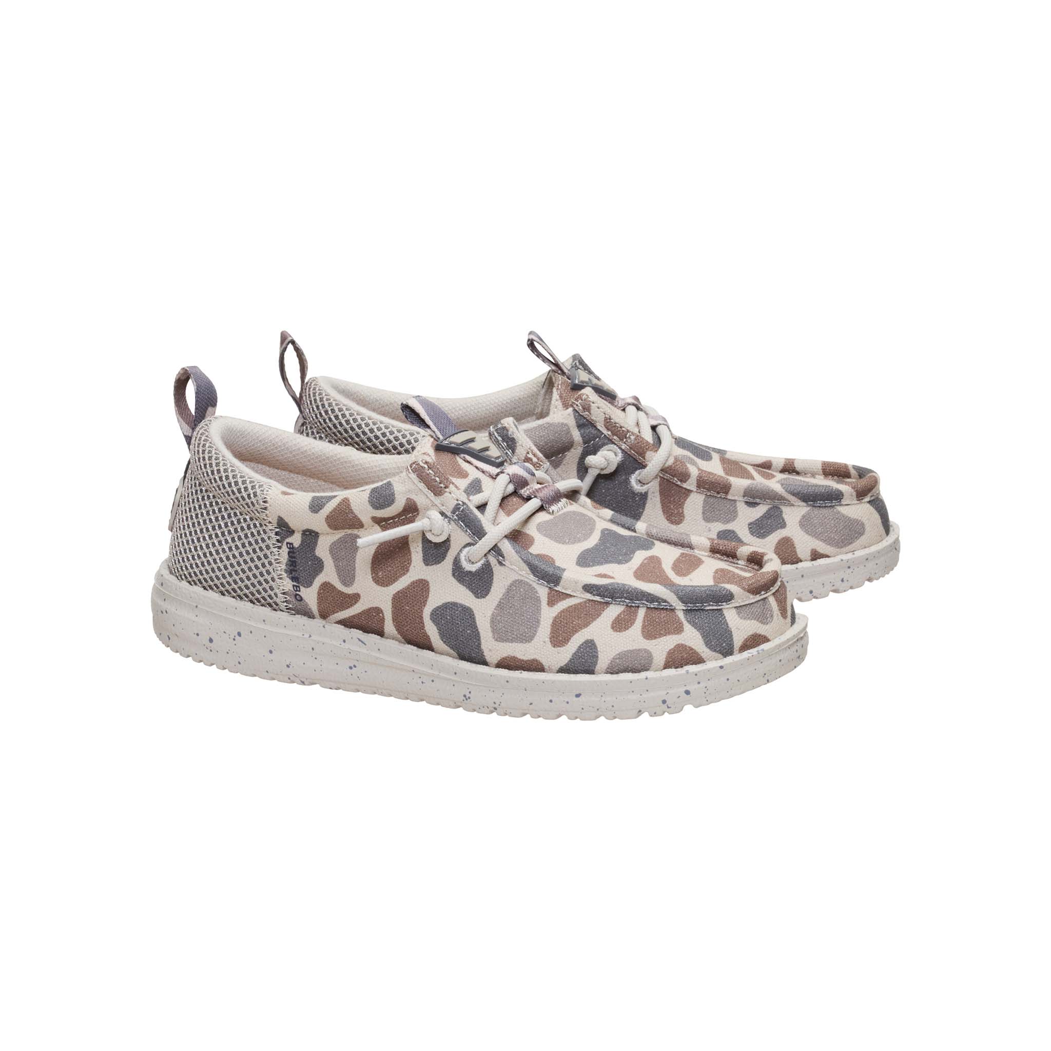 HEYDUDE x Burlebo Youth Wally Funk Shoes in Deer Camo