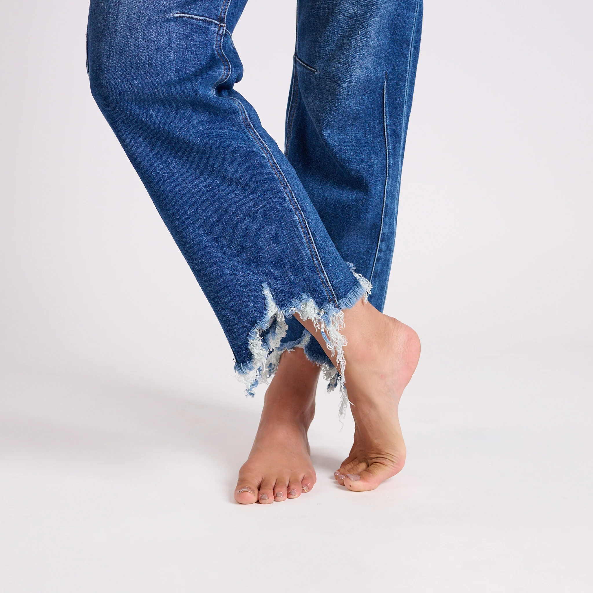 High Rise Straight Crop Dark Wash Jeans - Image 7