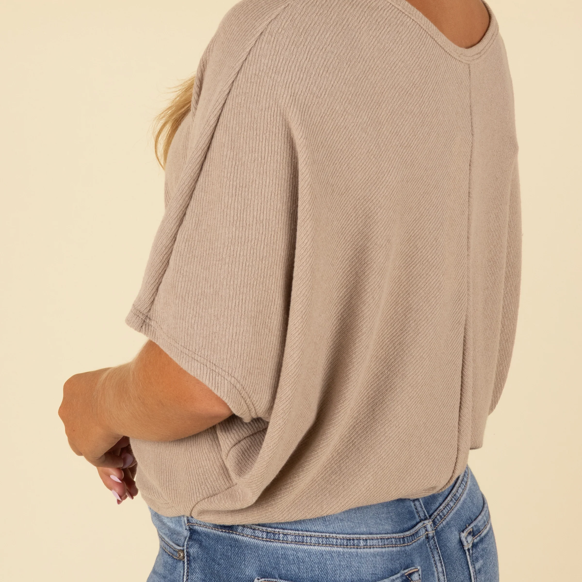 Short Sleeve Miter Ribbed Cocoon Top - Image 6