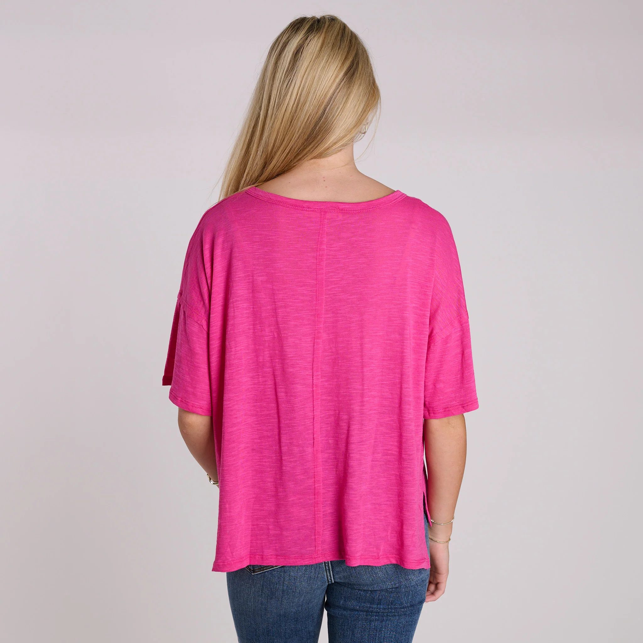 Side Slit V-Neck Short Sleeve Top - Image 12