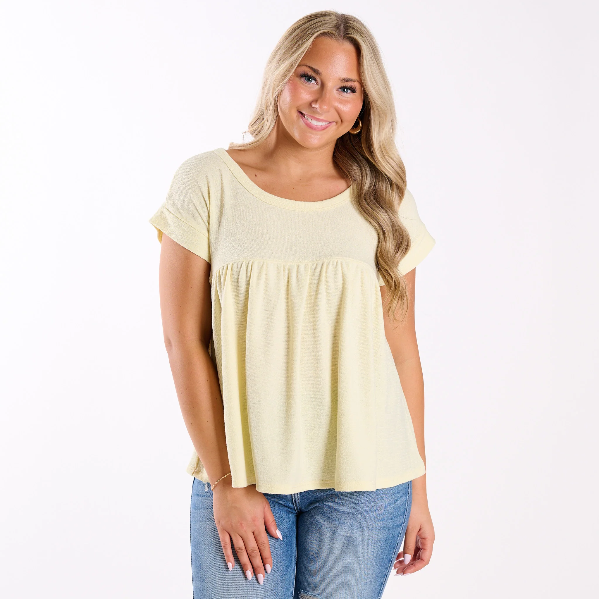 Crepe Babydoll Short Sleeve Top - Image 11