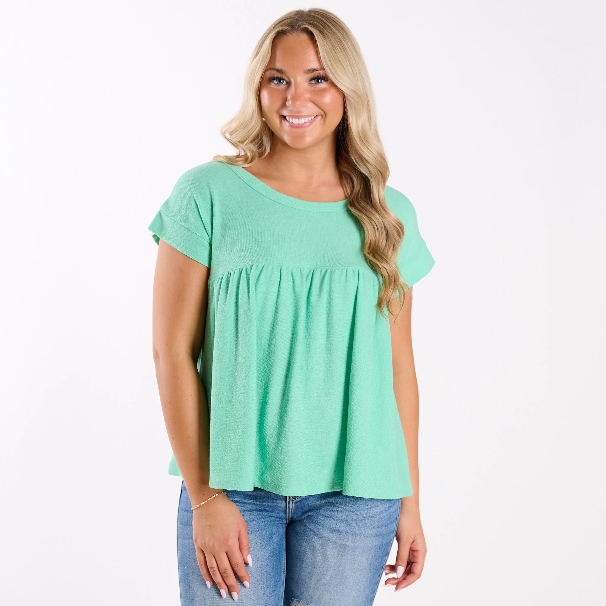 Crepe Babydoll Short Sleeve Top - Image 4