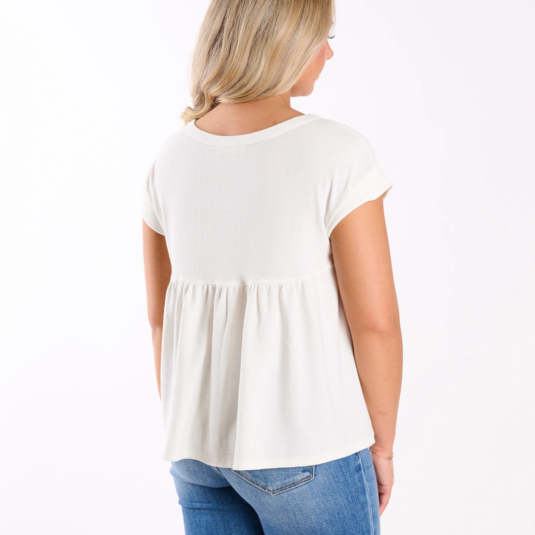 Crepe Babydoll Short Sleeve Top - Image 9
