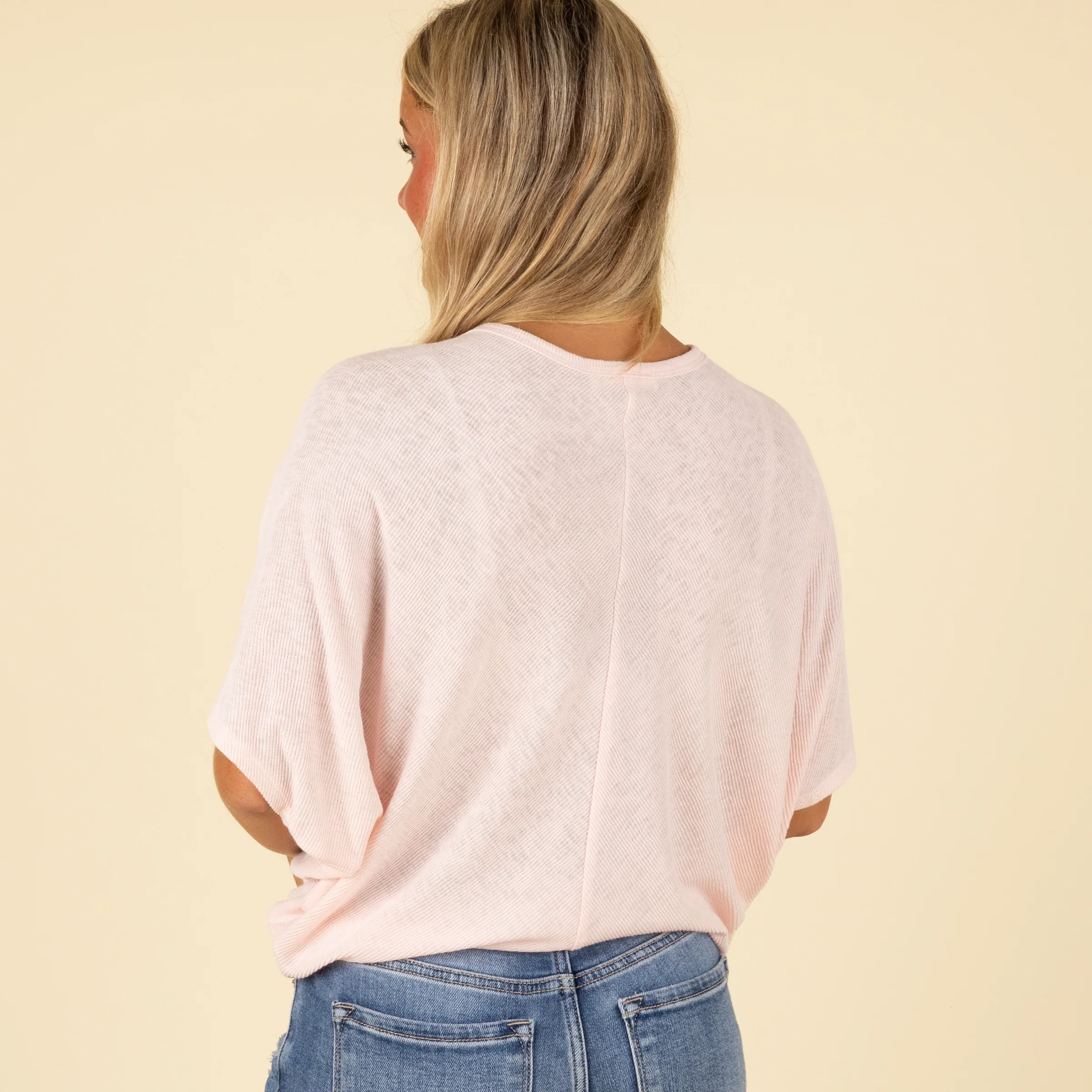 Short Sleeve Miter Ribbed Cocoon Top - Image 6
