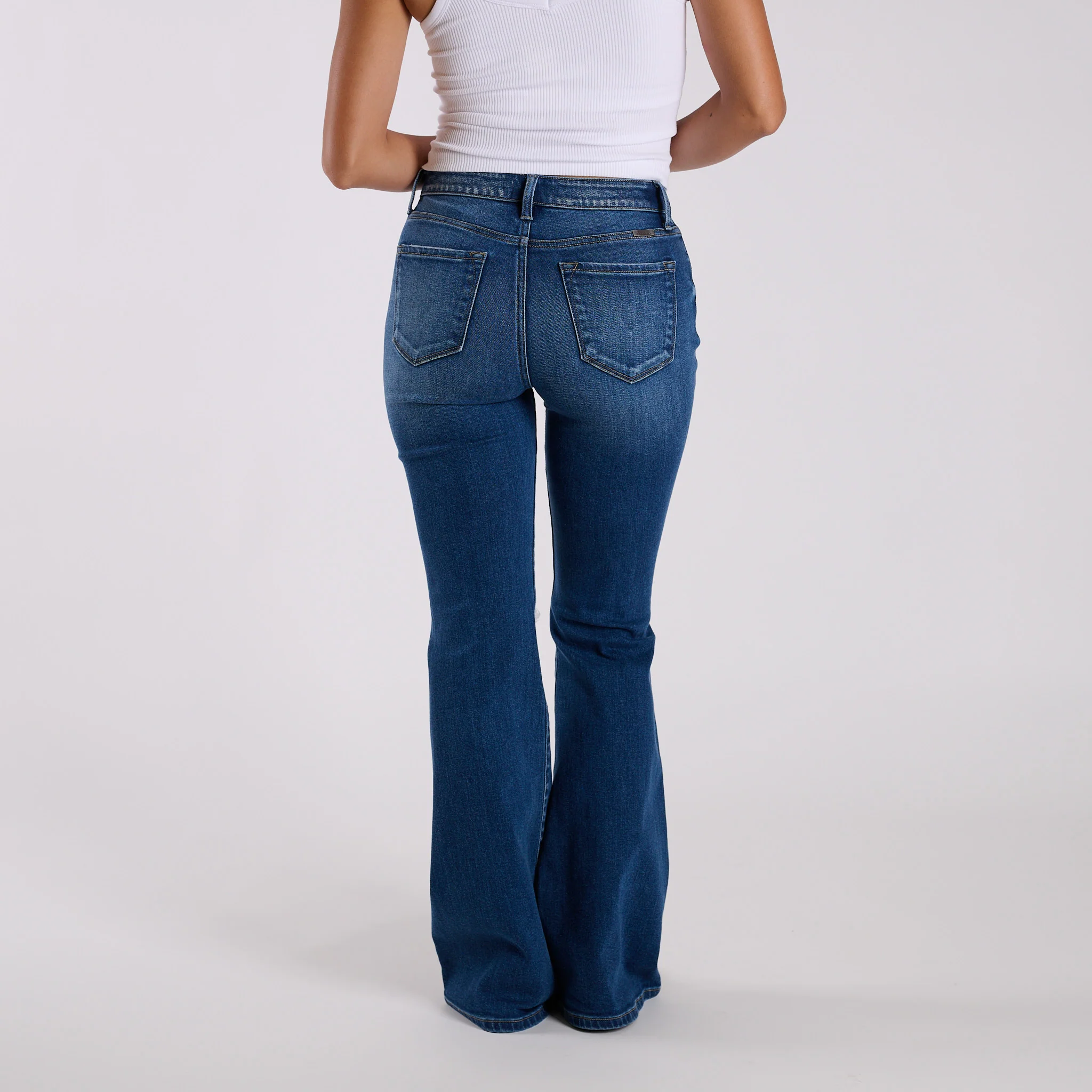 High-Rise Distressed Dark Wash Flare Jeans - Image 5