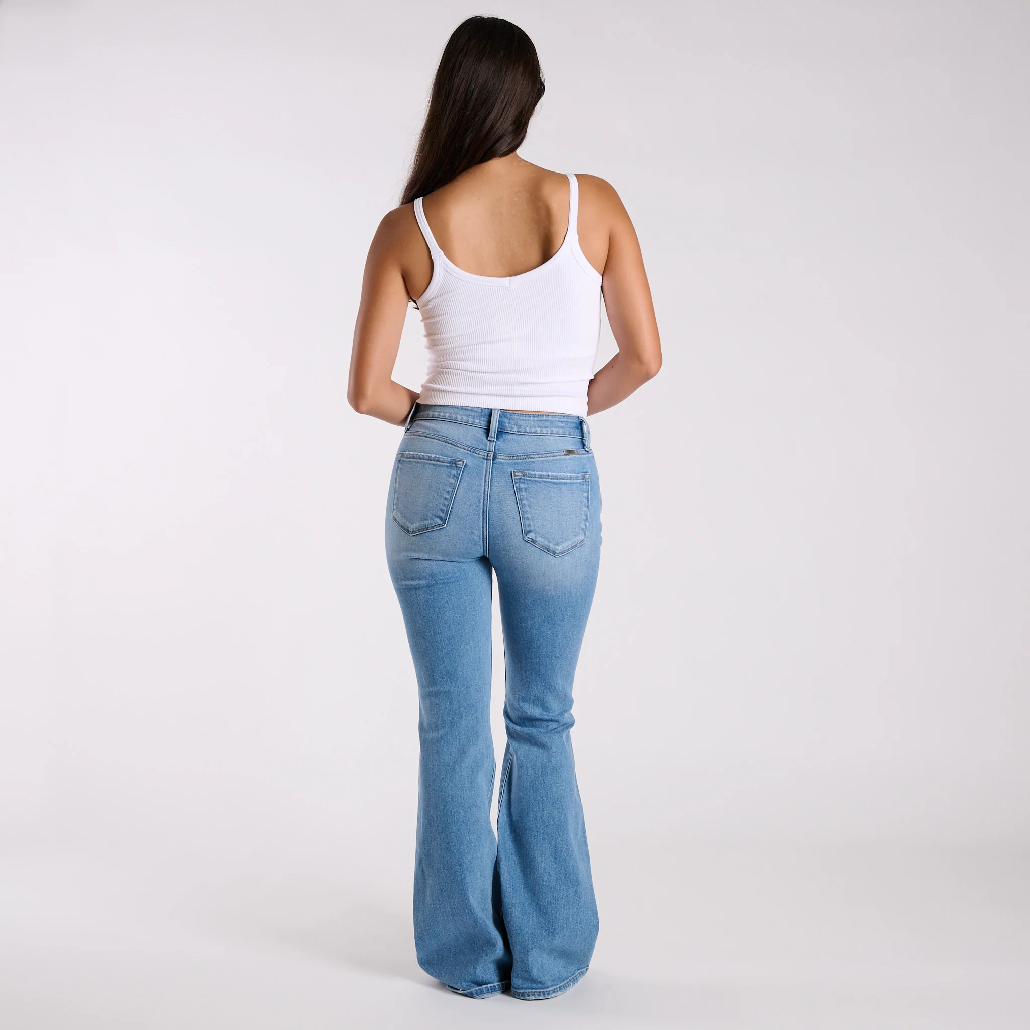 High-Rise Distressed Medium Wash Flare Jeans - Image 7