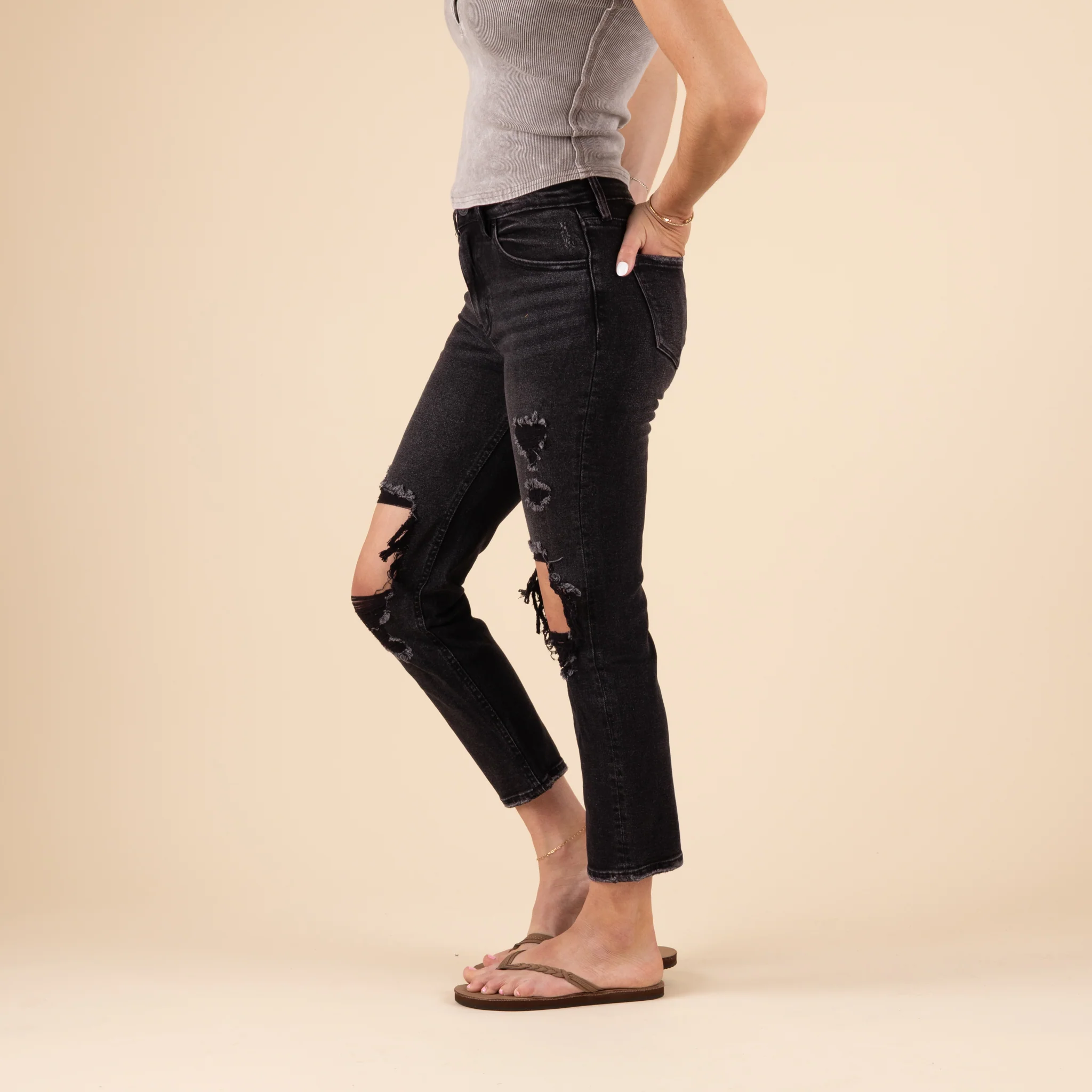The Distressed Knee Straight Jeans - Image 3