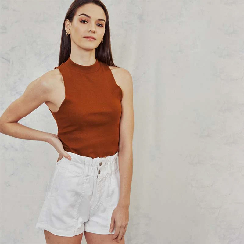 White Paperbag Waist Shorts