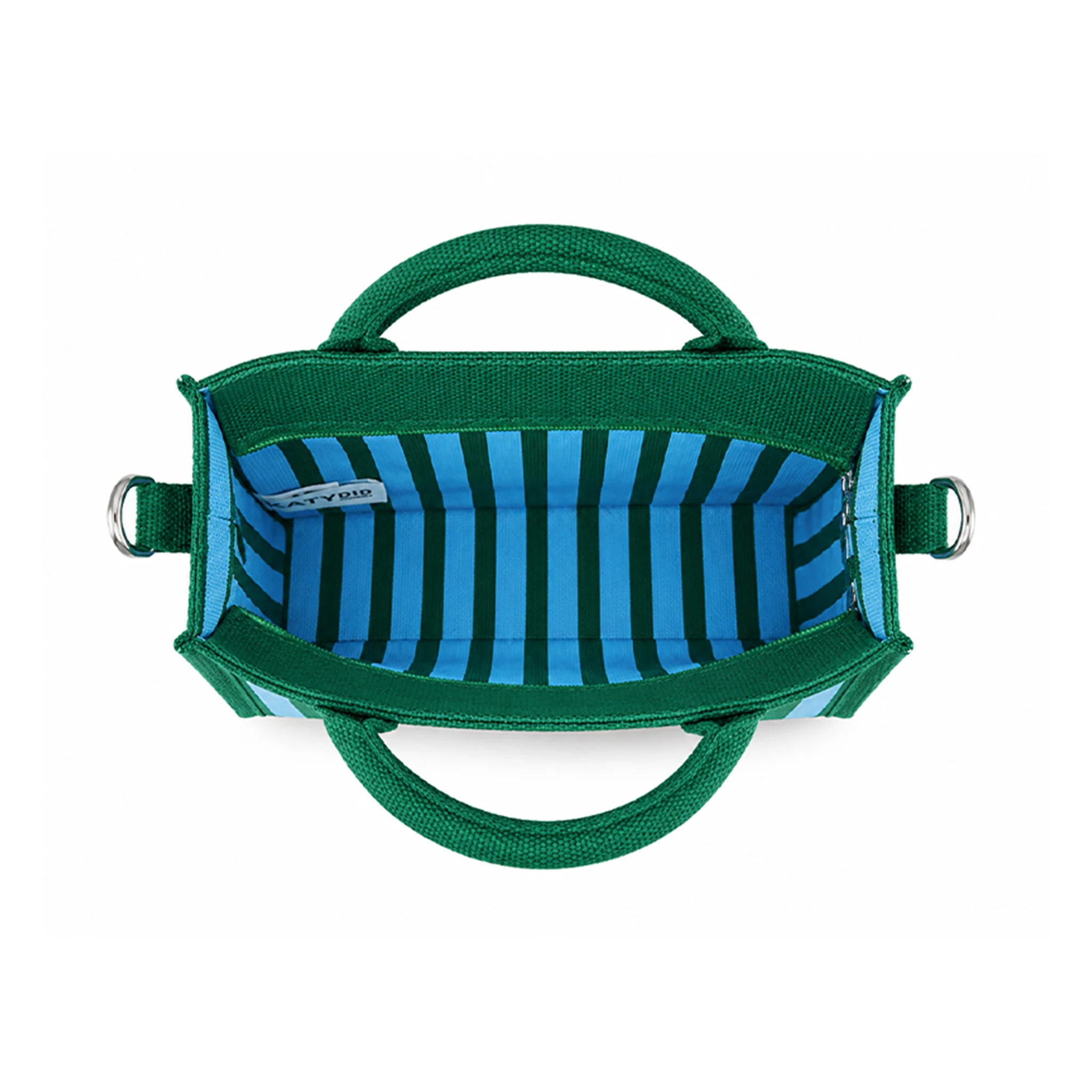 Aqua and Green Striped Structured Mini Tote - Image 3