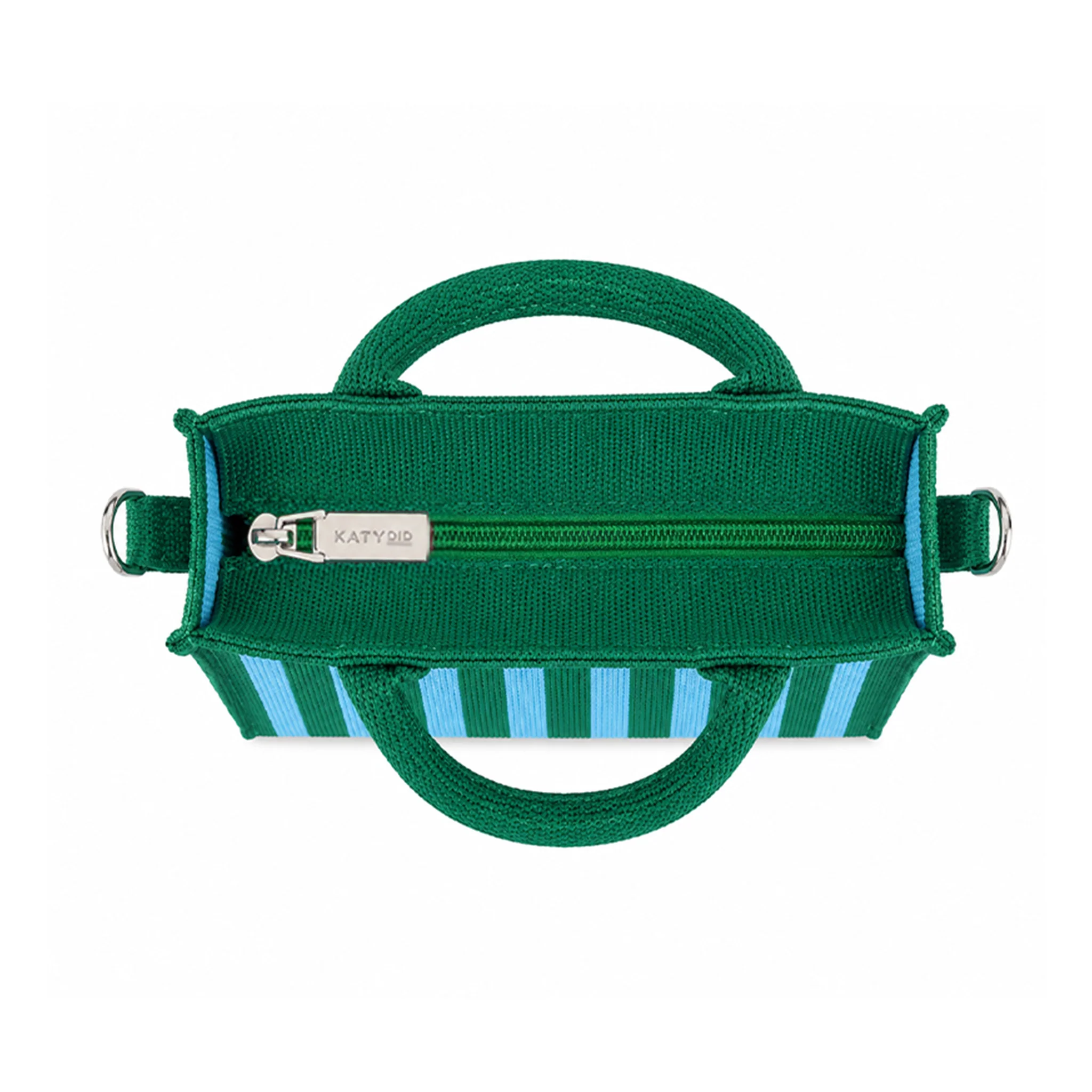 Aqua and Green Striped Structured Mini Tote - Image 4