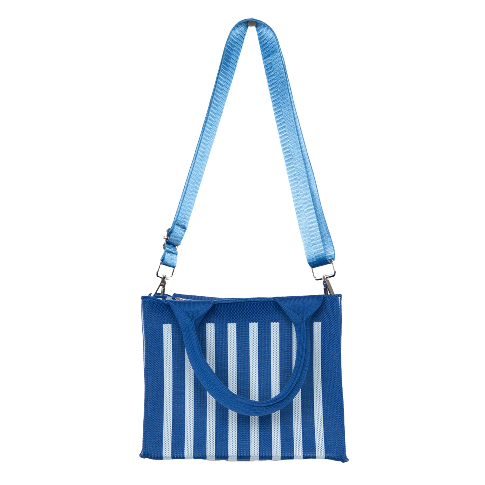 Blue Striped Structured Mini Tote - Image 2
