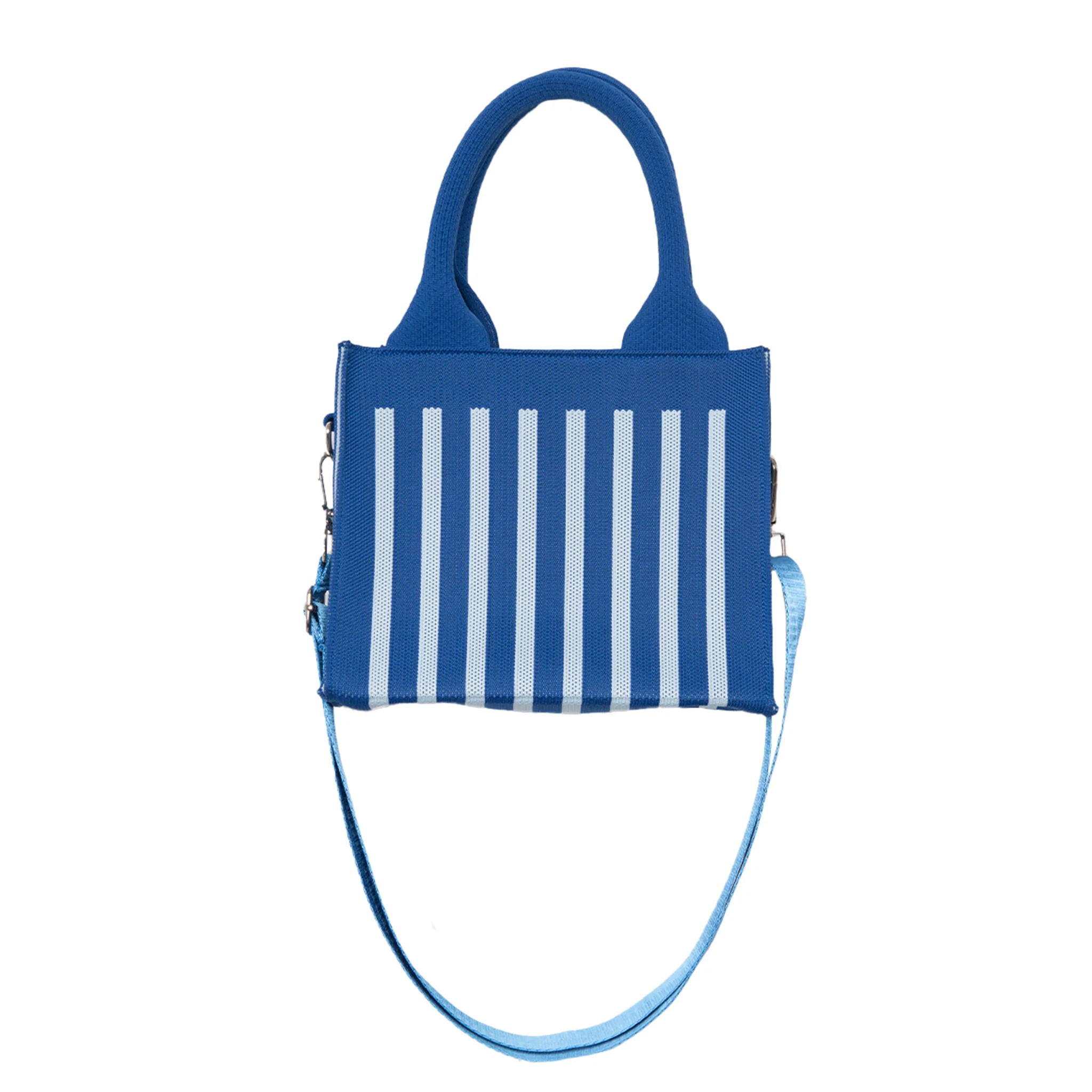 Blue Striped Structured Mini Tote - Image 3