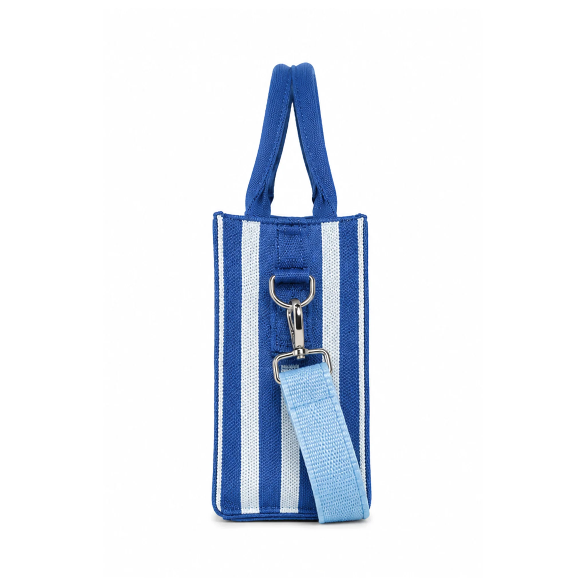 Blue Striped Structured Mini Tote - Image 4