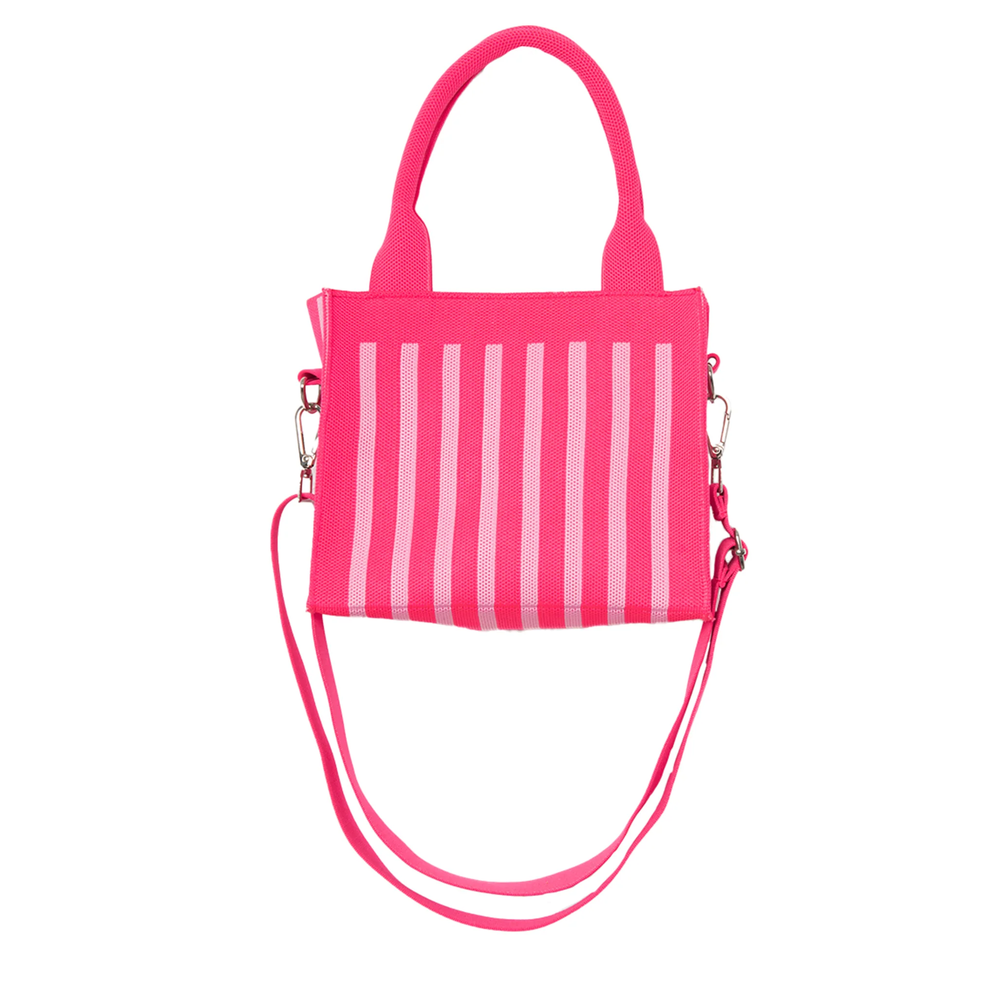 Hot Pink Striped Structured Mini Tote - Image 2