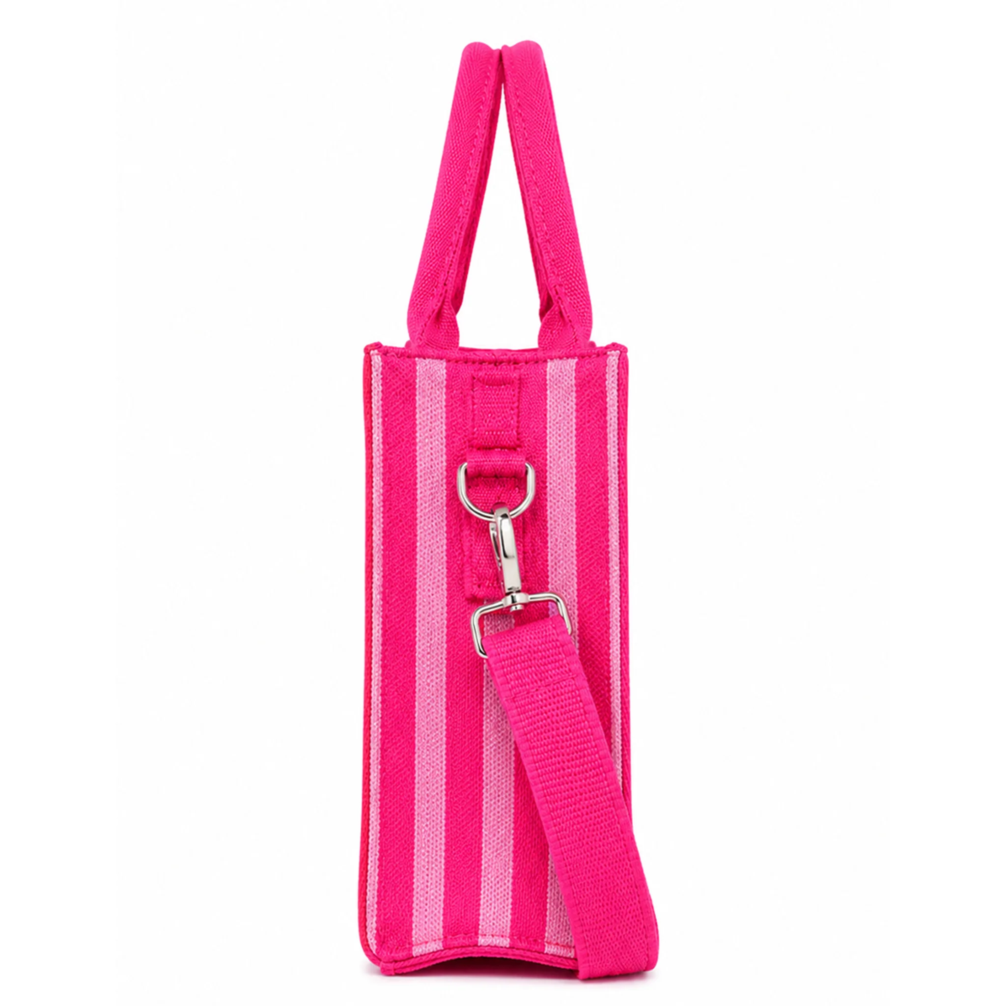 Hot Pink Striped Structured Mini Tote - Image 3