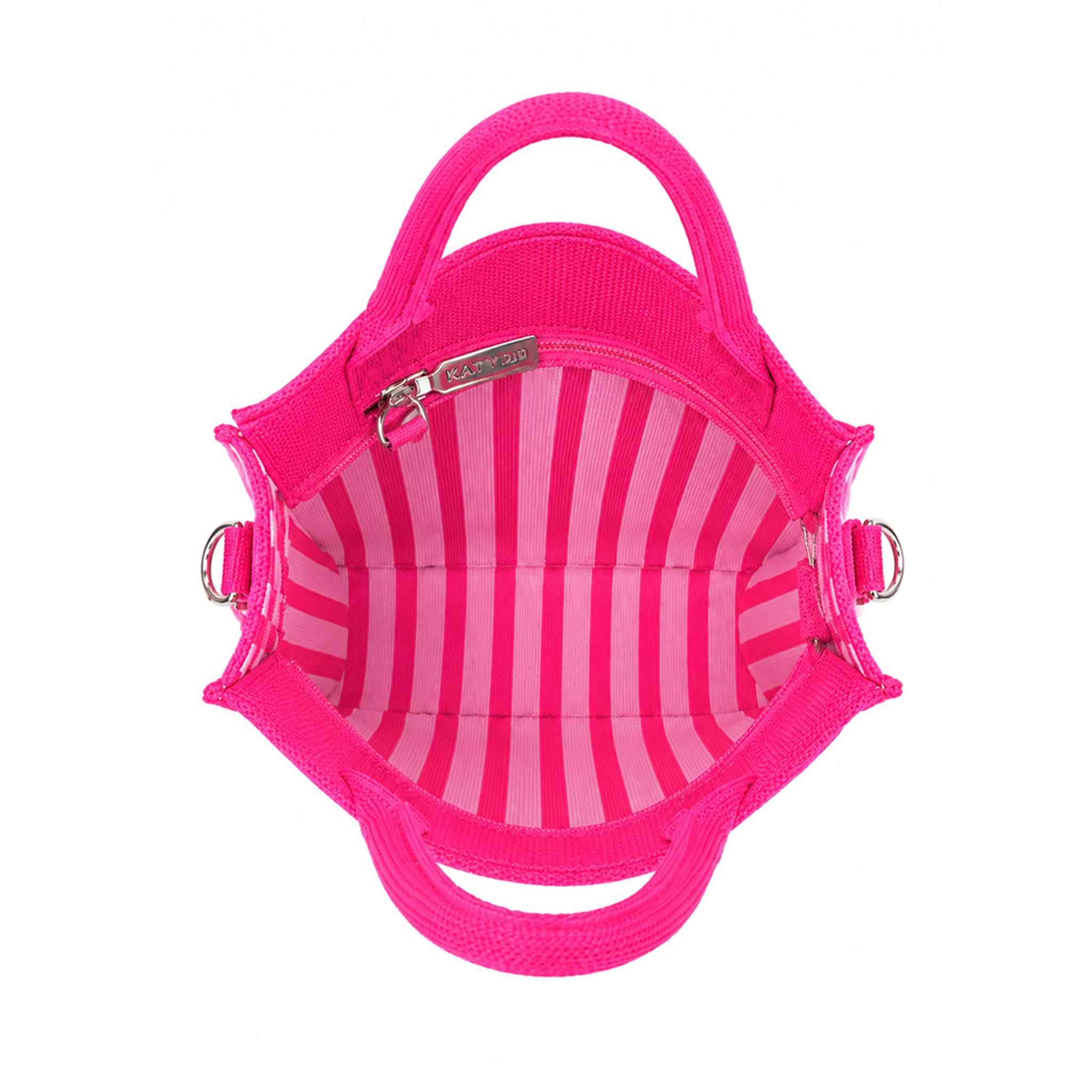 Hot Pink Striped Structured Mini Tote - Image 4