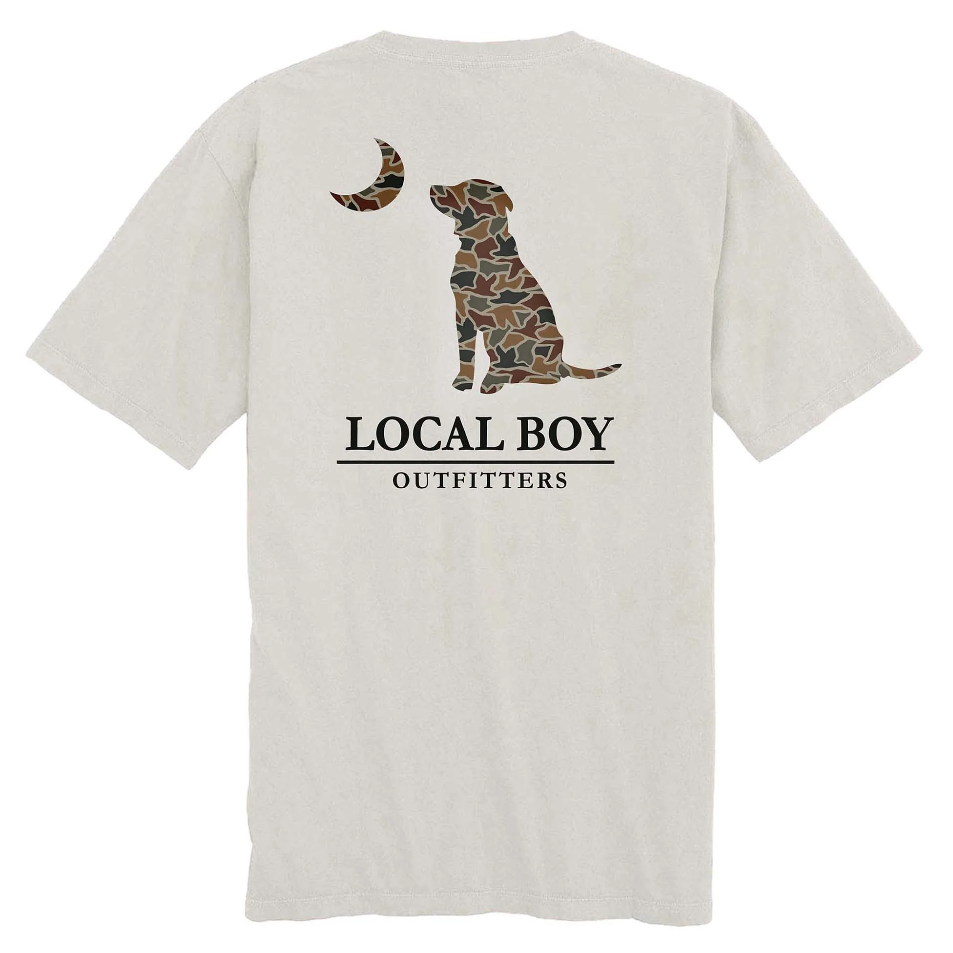 Autumn Duck Camo Dog and Moon Short Sleeve T-Shirt in Silver