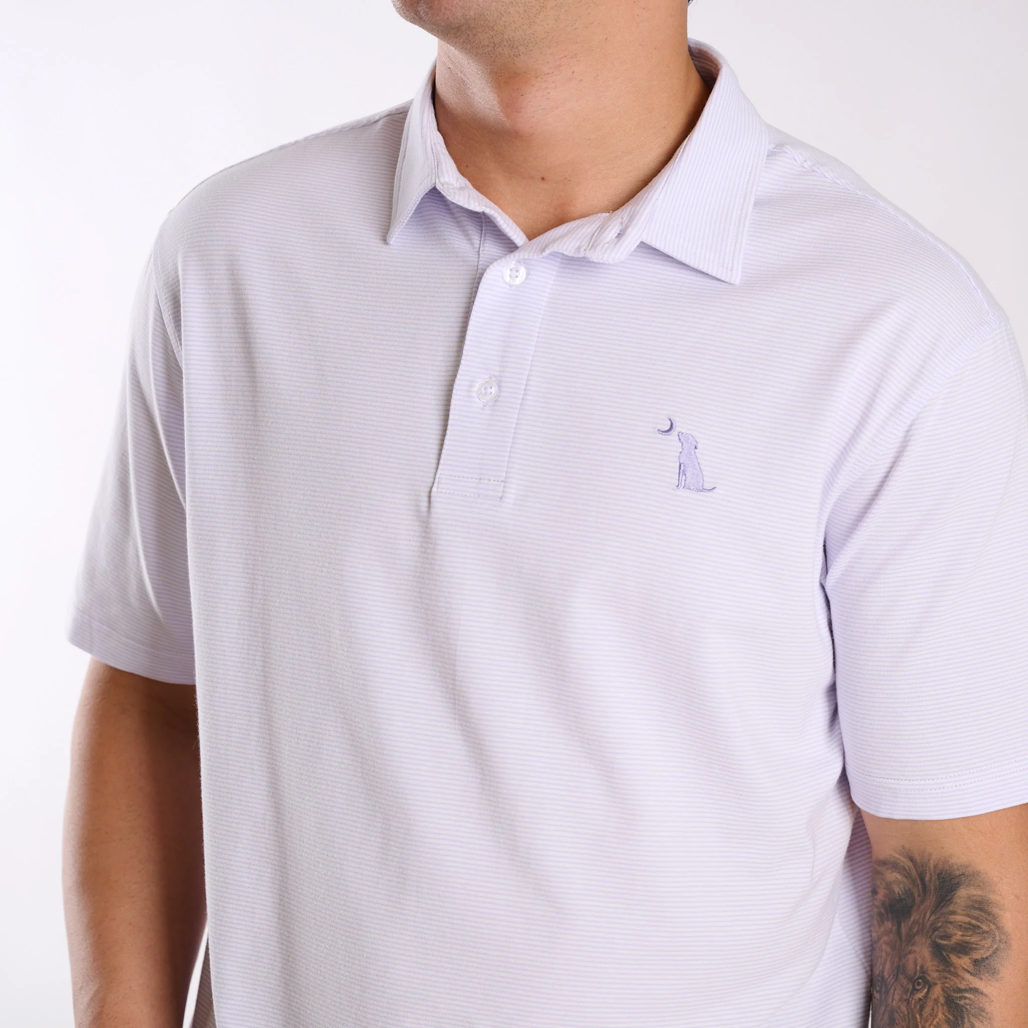 Driftwood Striped Polo in Lavender - Image 2