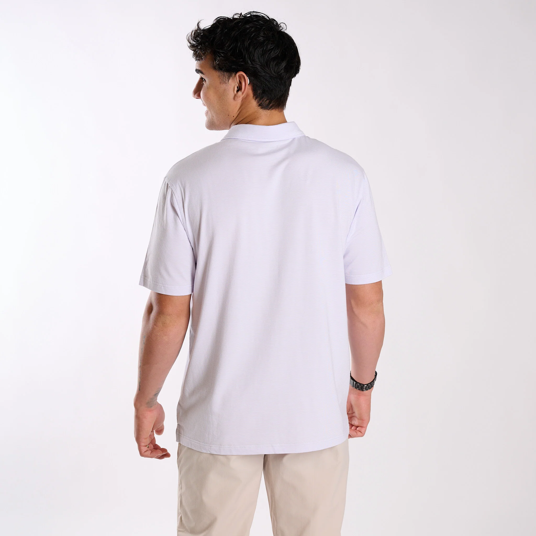 Driftwood Striped Polo in Lavender - Image 3